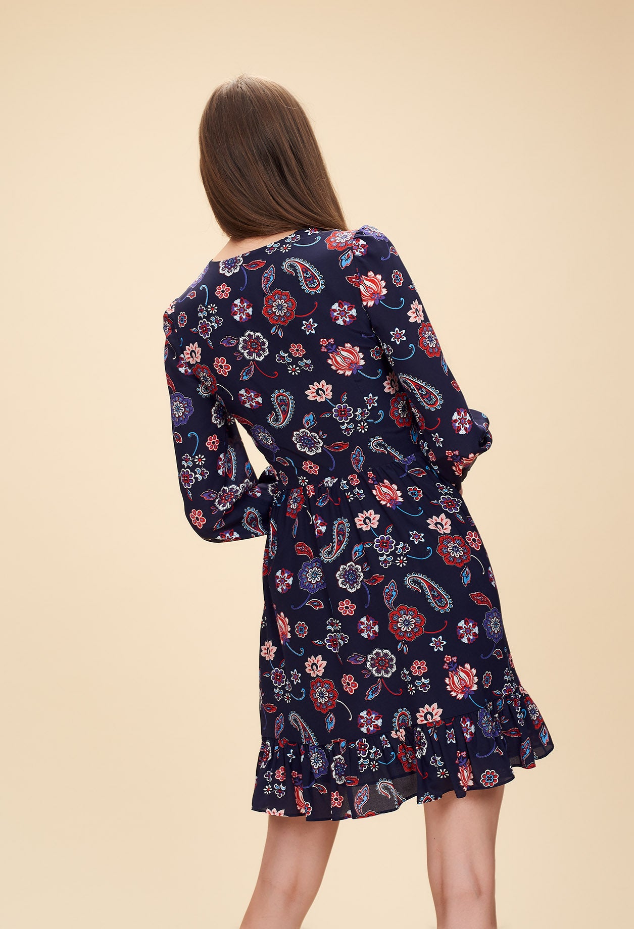 Robe cintrée en soie imprimé fleuri Faume - seconde main