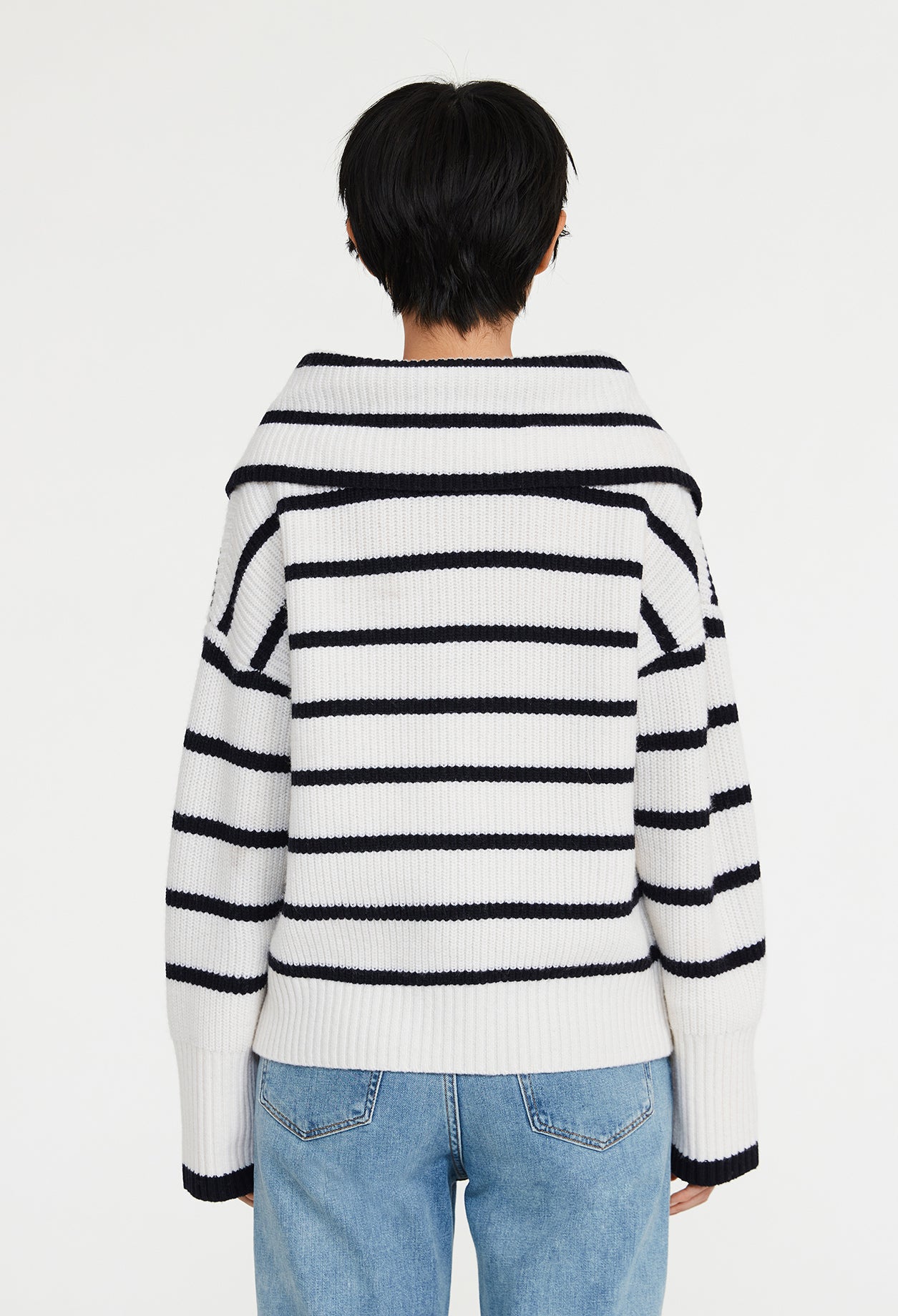 Pull bicolore à rayures laine Faume - seconde main