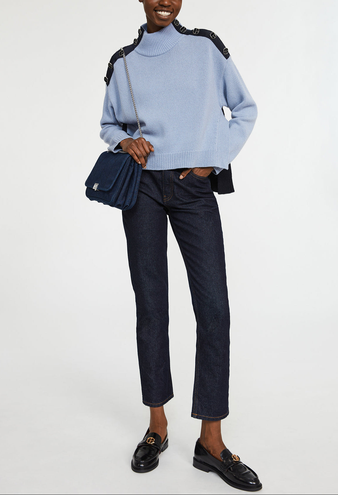 Pull à col cheminée bicolore Faume - seconde main