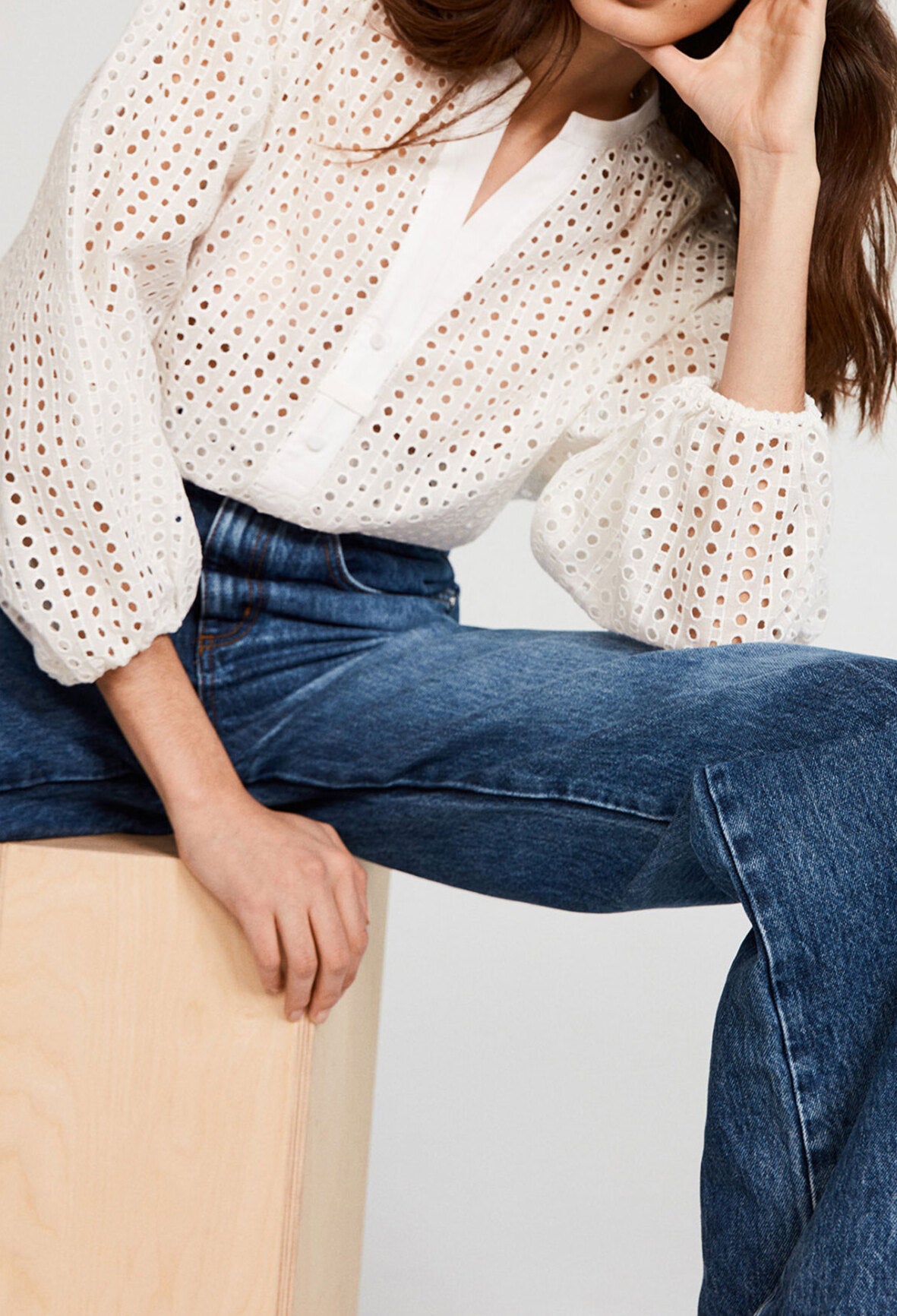 Blouse ajourée en coton biologique Faume - seconde main