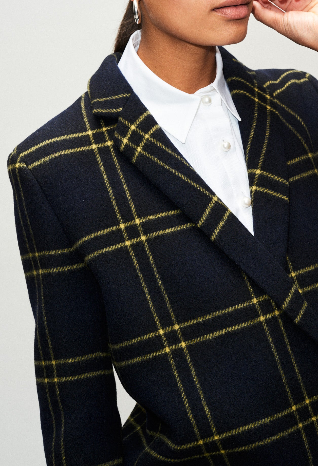 Manteau long détail carreaux Faume - seconde main