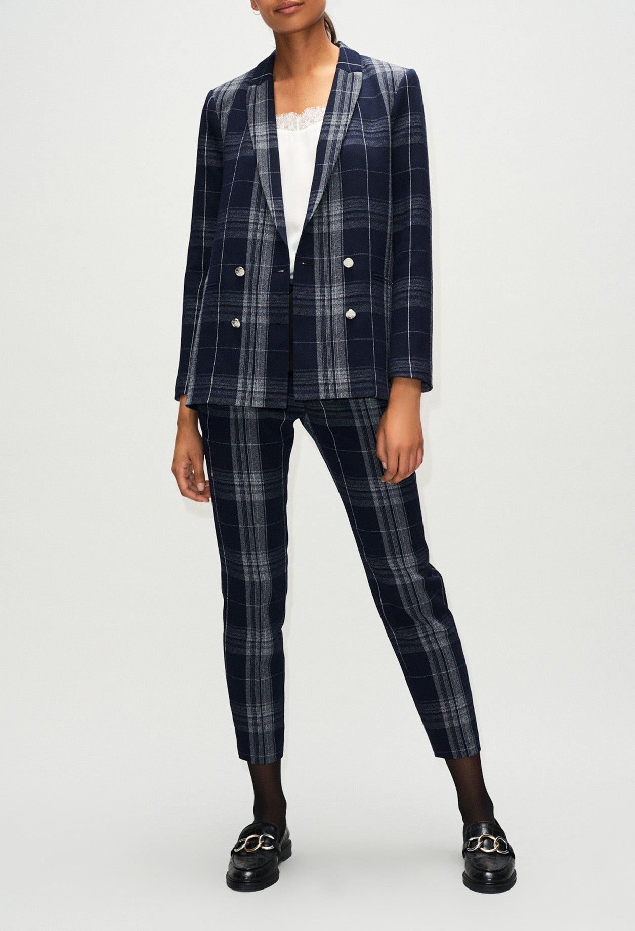 Veste tailleur croisée motif carreaux Faume - seconde main