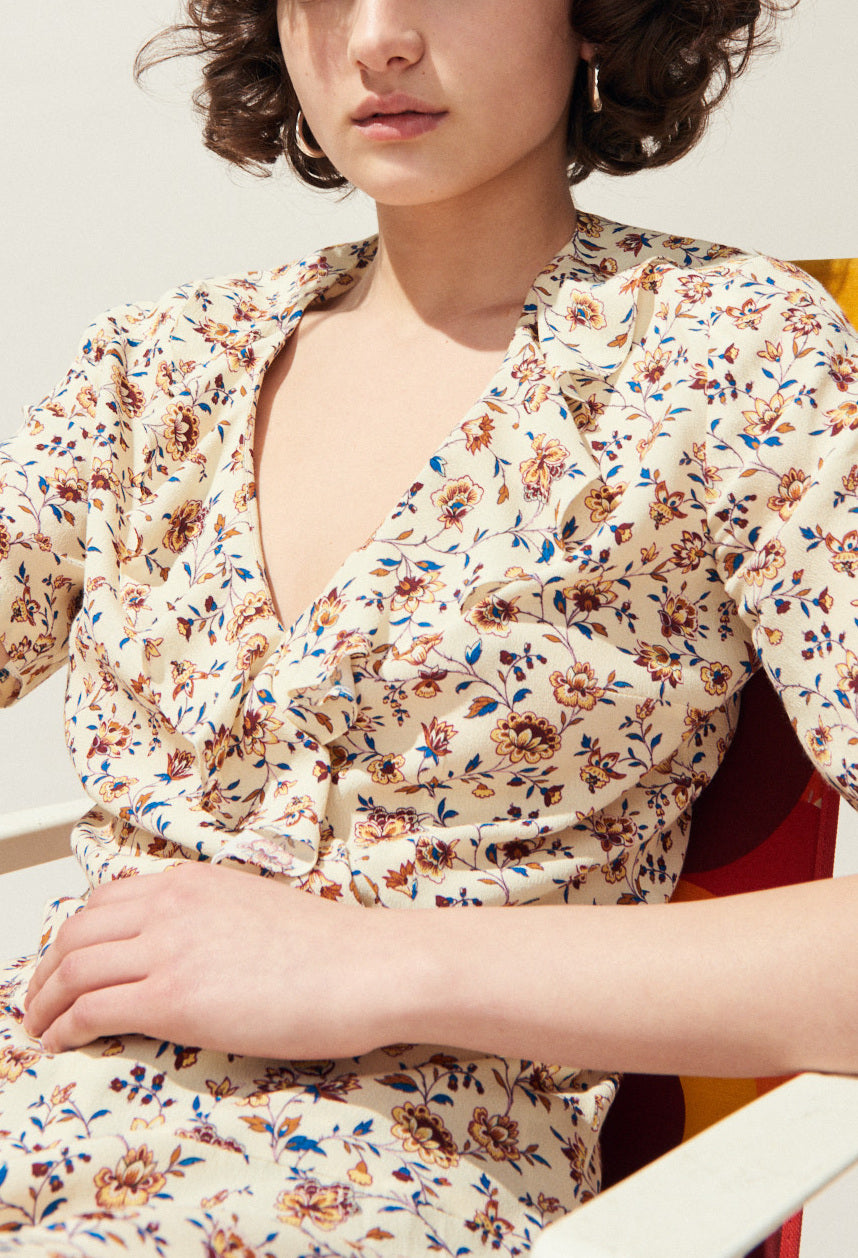 Combi-short fluide imprimé fleuri Faume - seconde main