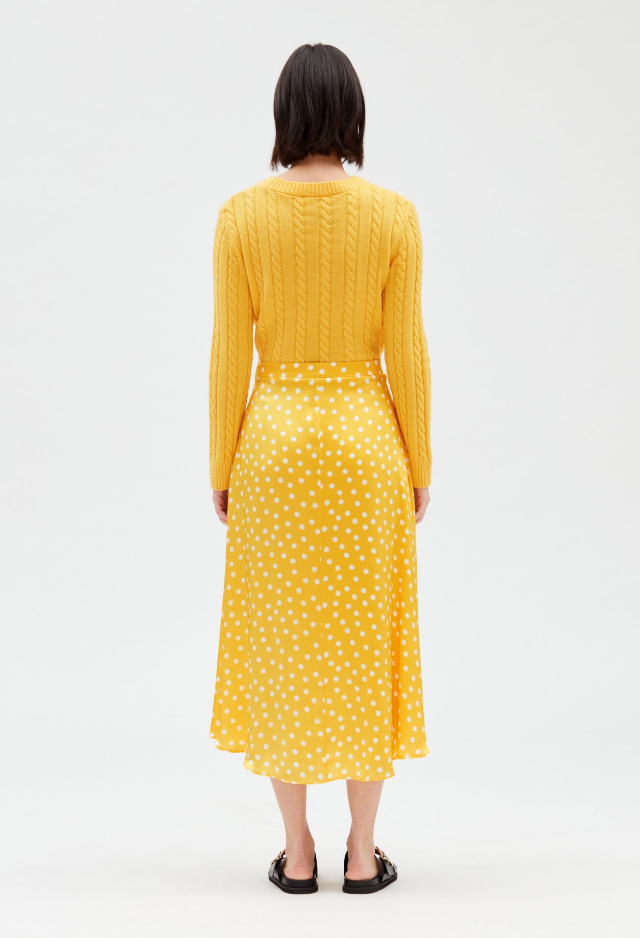 Jupe midi soie jaune Faume - seconde main