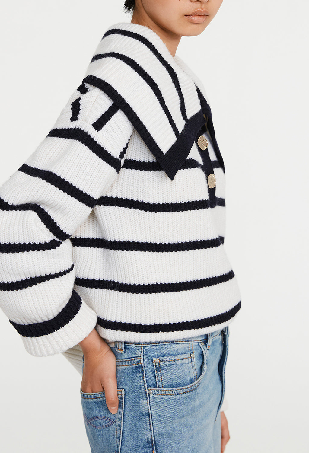 Pull bicolore à rayures laine Faume - seconde main