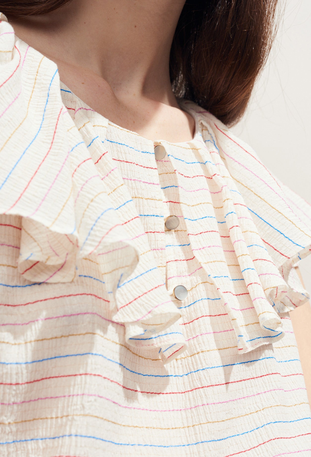 Top rayures bayadères à volant Faume - seconde main