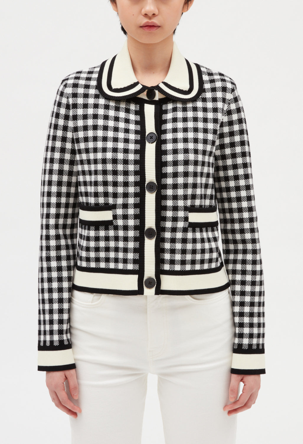 Cardigan vichy col claudine Faume - seconde main