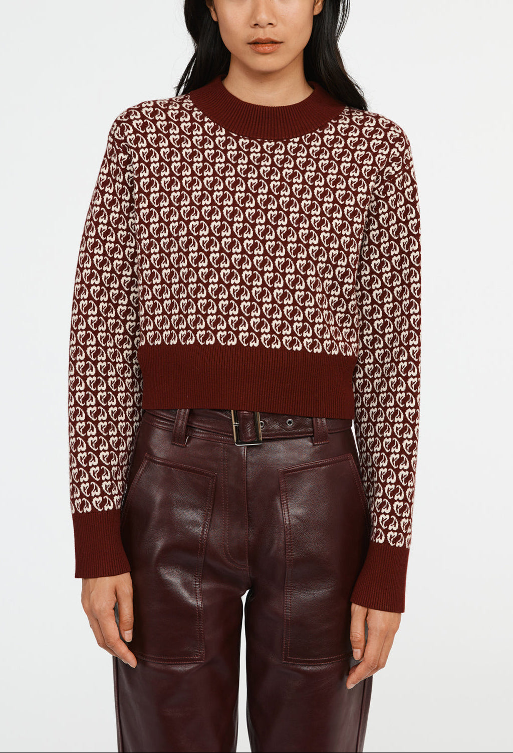 Pull bicolore maille imprimé coeur Faume - seconde main