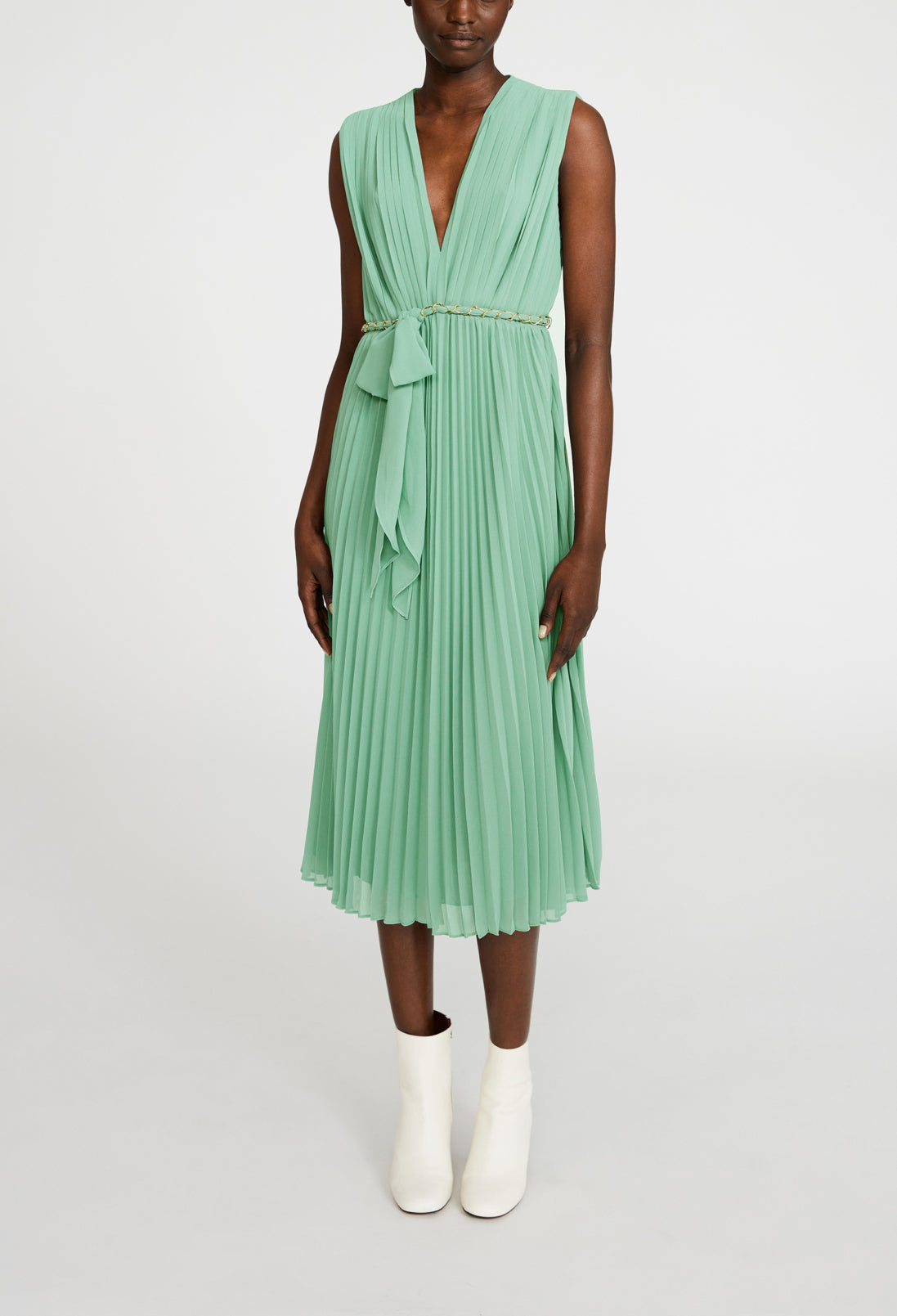 Robe midi plissée ceinturée Faume - seconde main