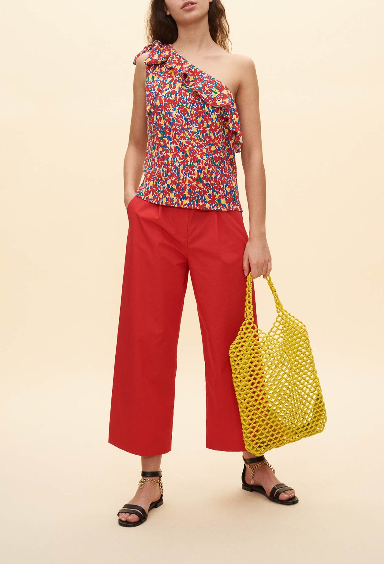 Top fleuri asymétrique Faume - seconde main