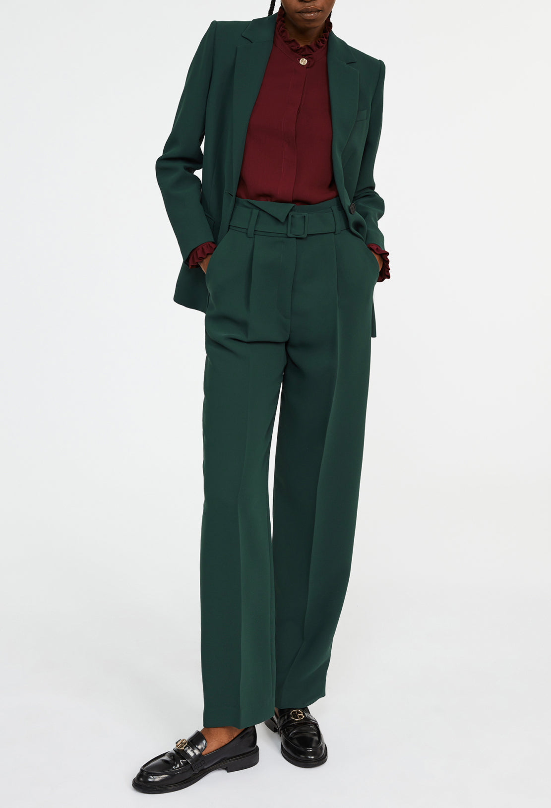 Veste vert forêt tailleur cintrée Faume - seconde main