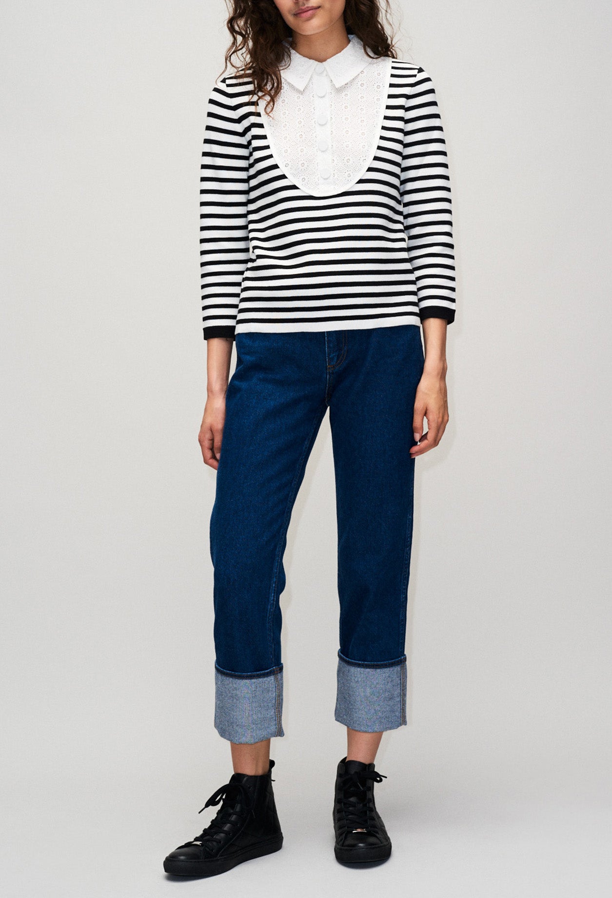 Pull marinière détail plastron brodé Faume - seconde main