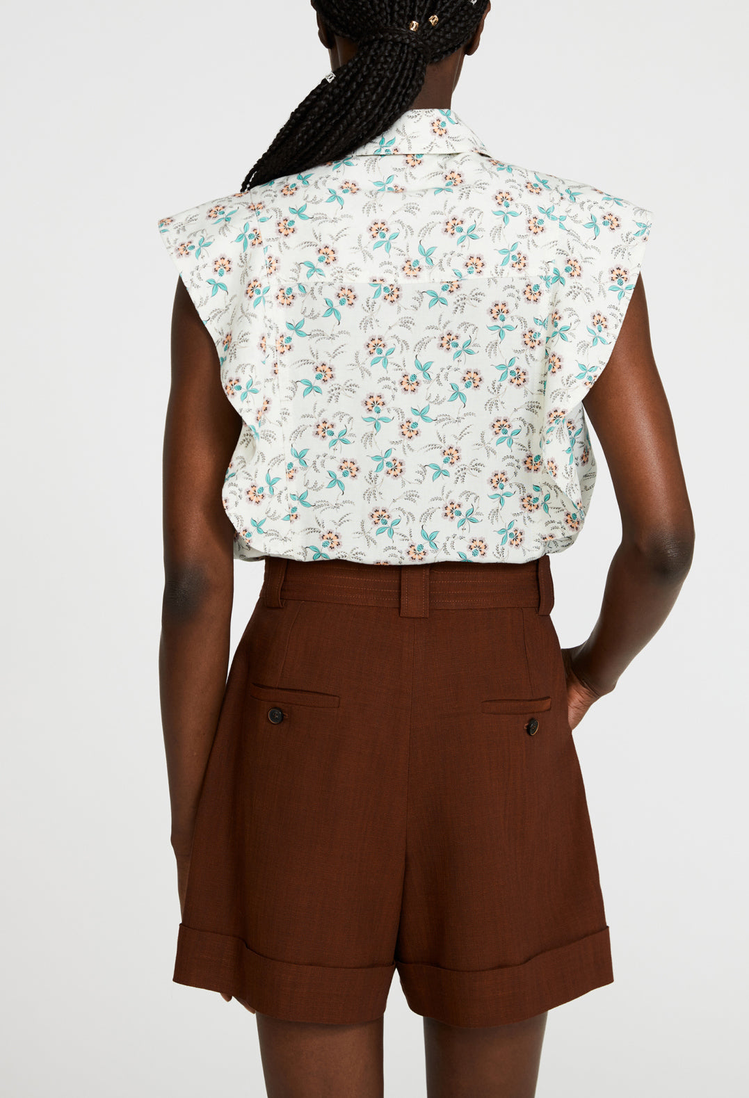 Chemise blanche imprimée sans manche Faume - seconde main