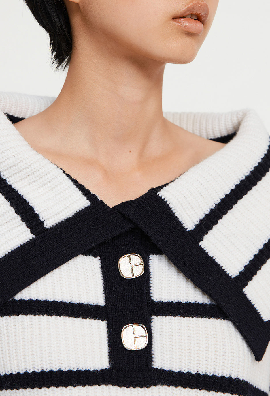 Pull bicolore à rayures laine Faume - seconde main