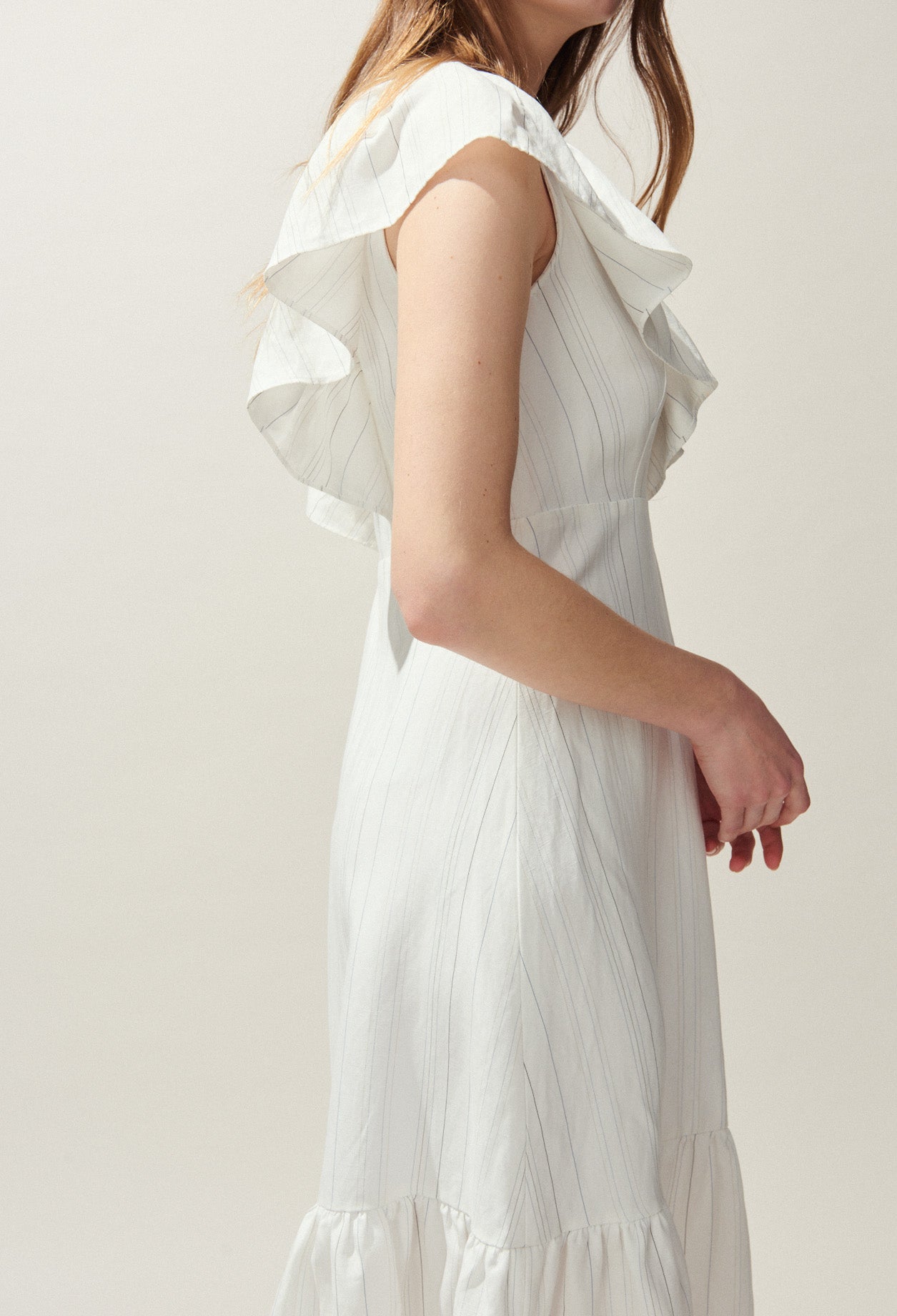 Robe longue en coton à volants Faume - seconde main