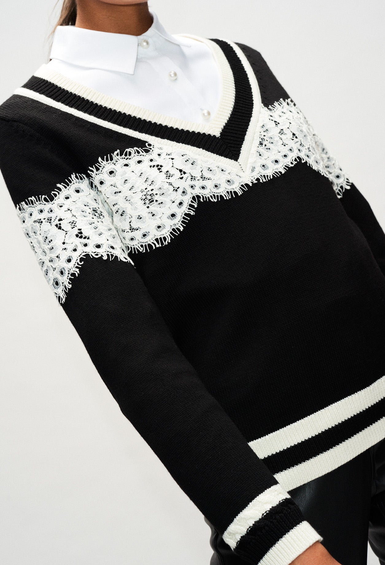 Pull mik col V bicolor Faume - seconde main