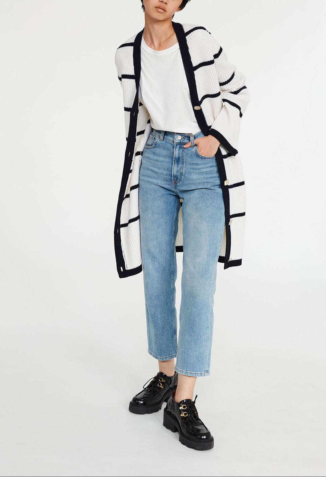 Cardigan bicolore laine Faume - seconde main