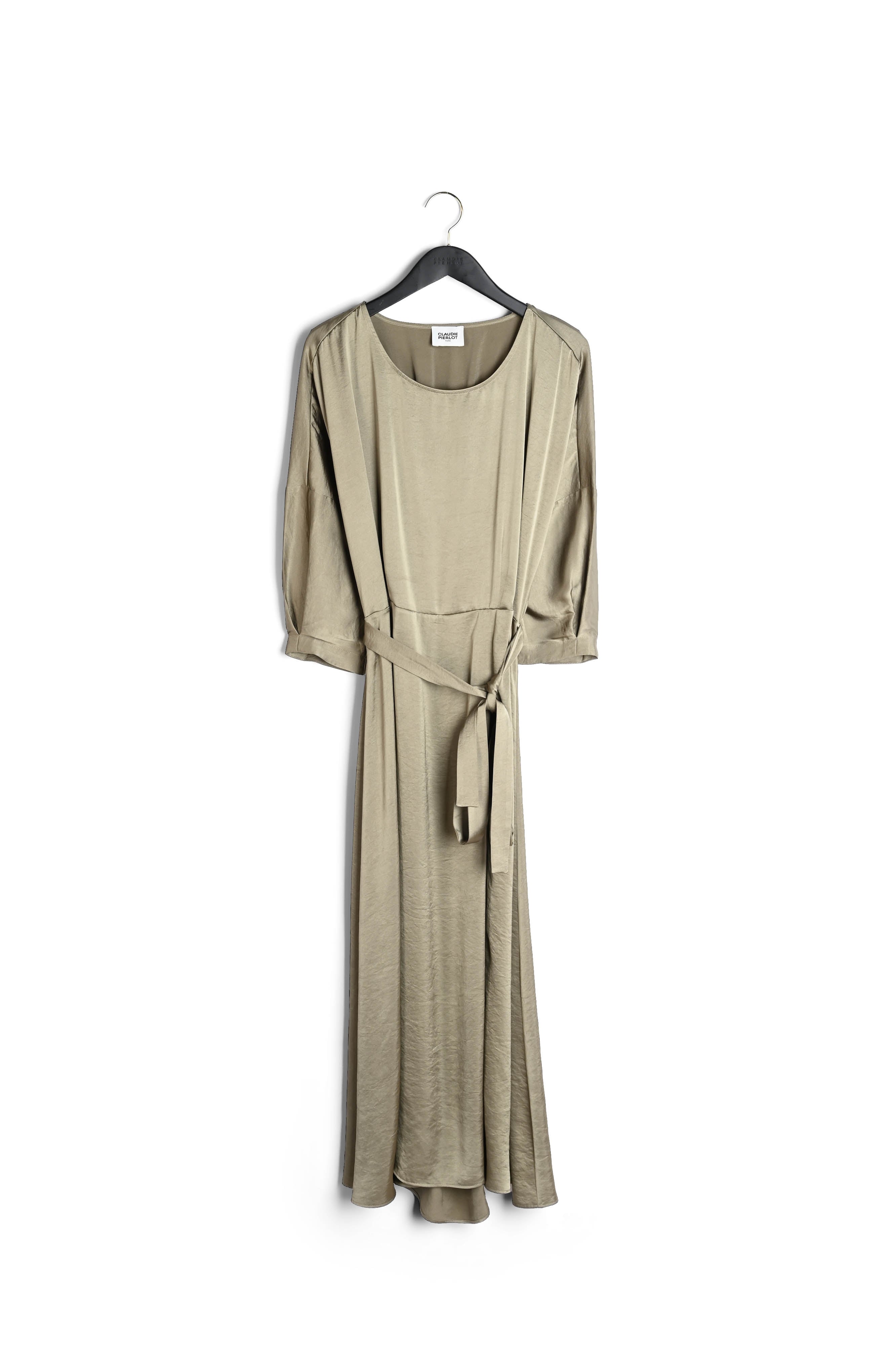 Robe midi satinée kaki Faume - seconde main