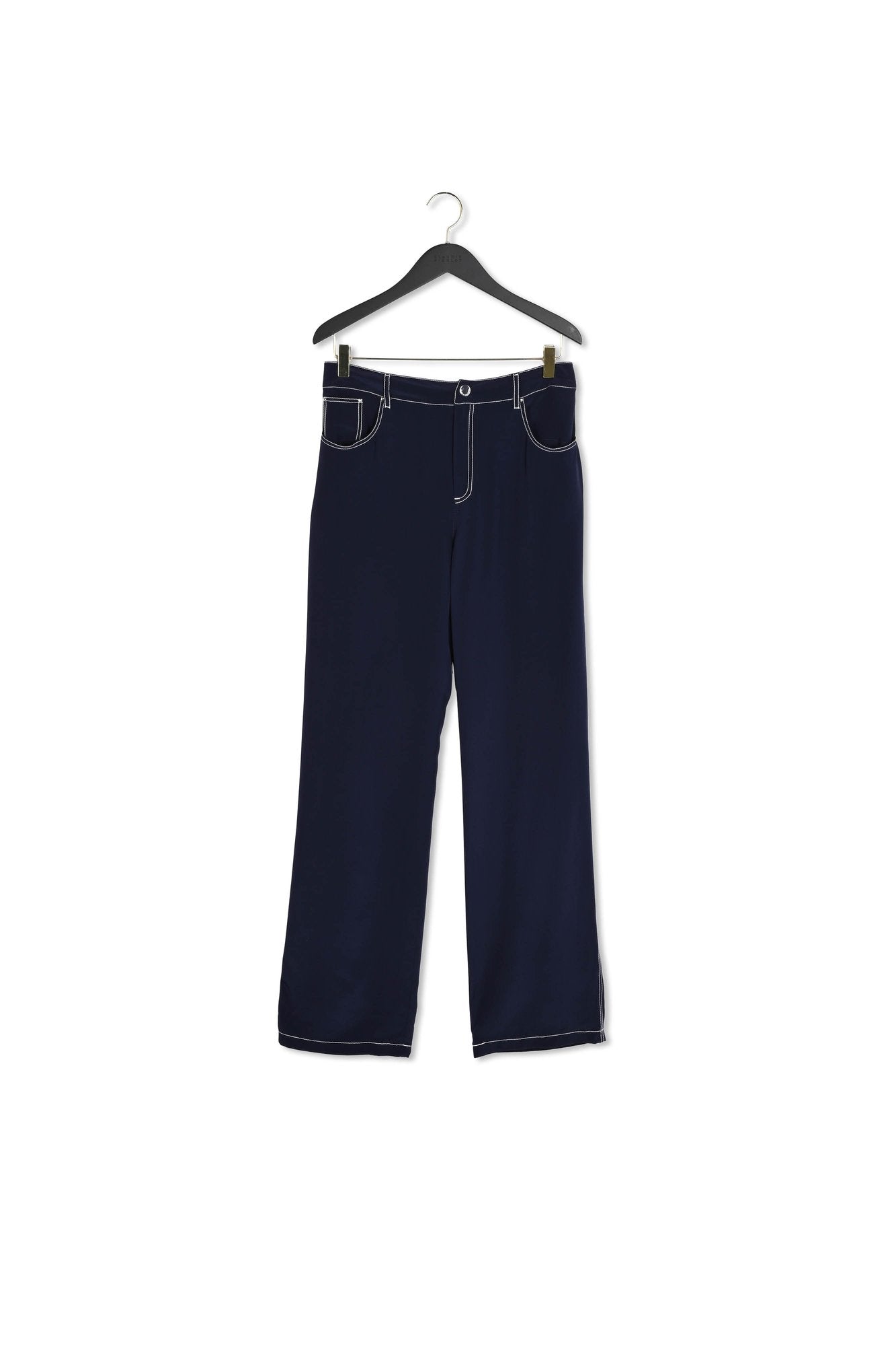 Pantalon droit soie bleue Faume - seconde main