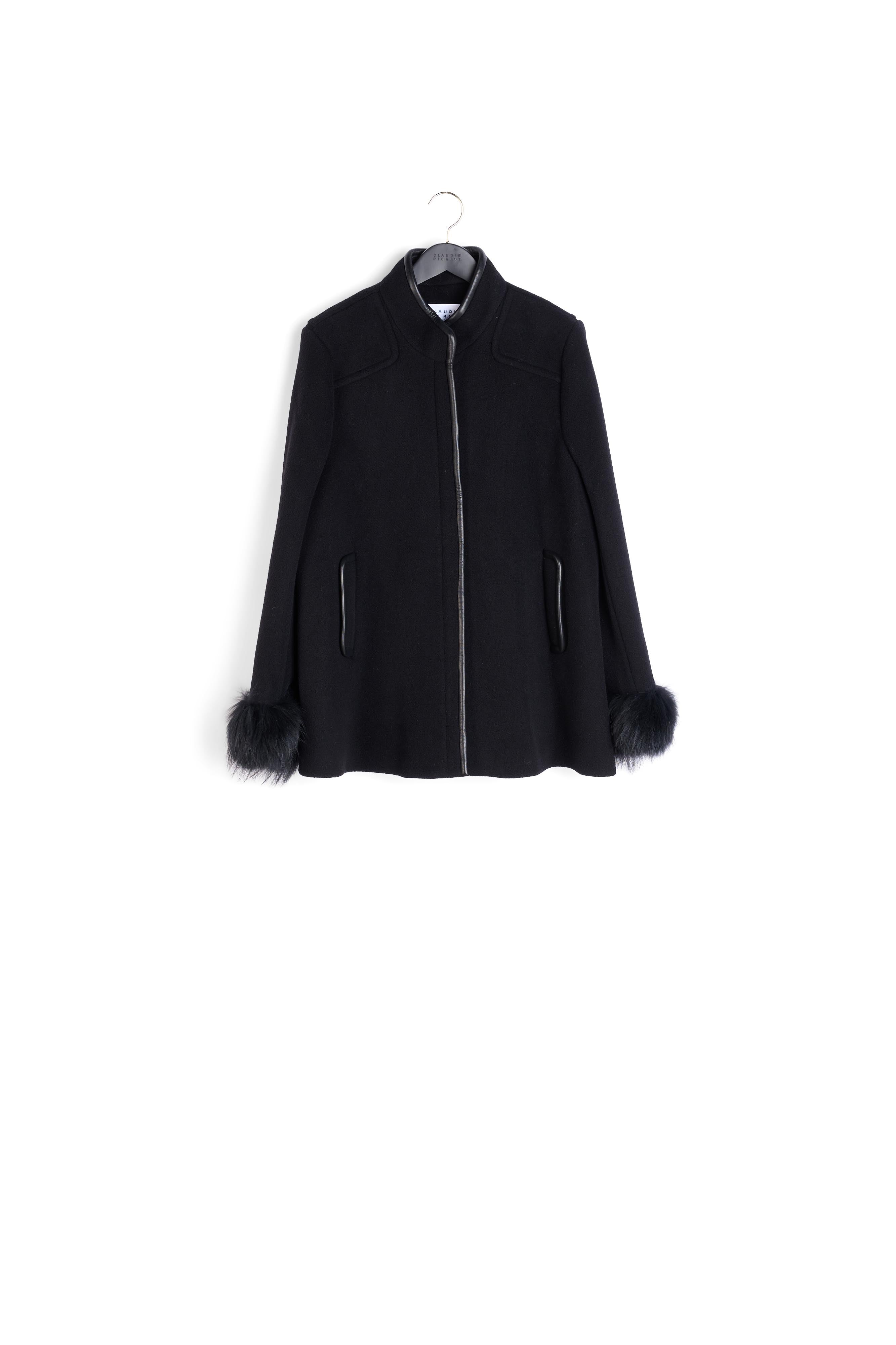 Manteau cape zippé manches fourrure Faume - seconde main