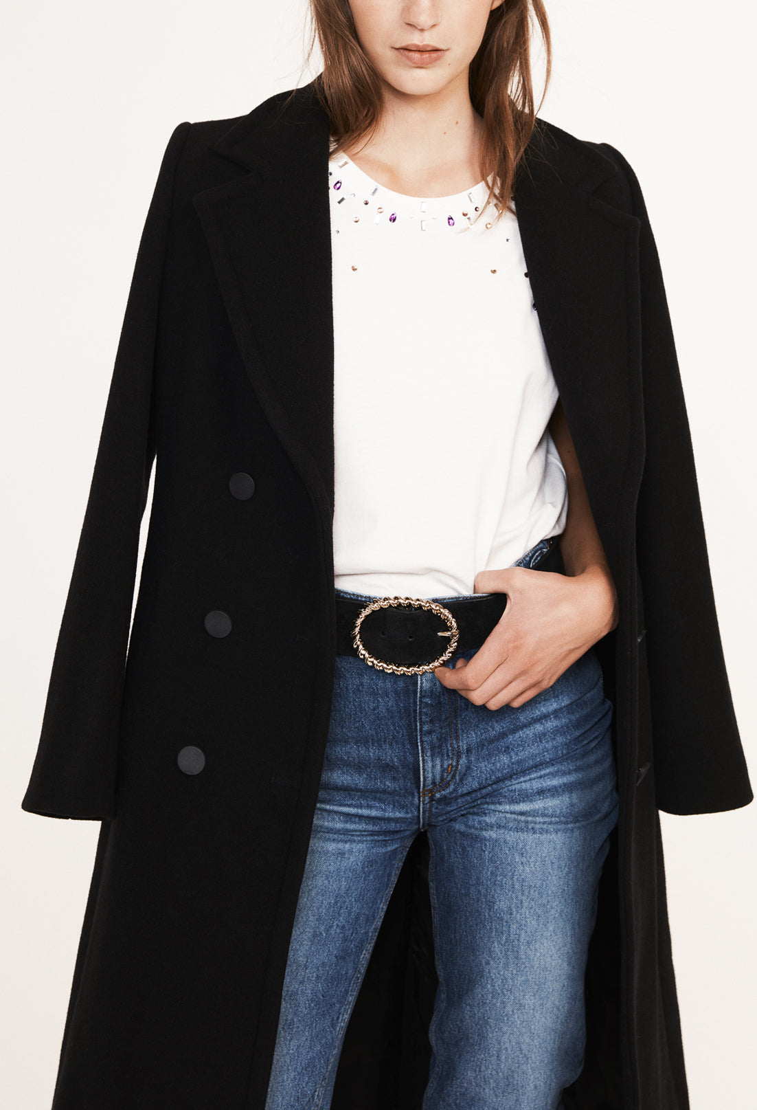 T-shirt blanc à strass Faume - seconde main