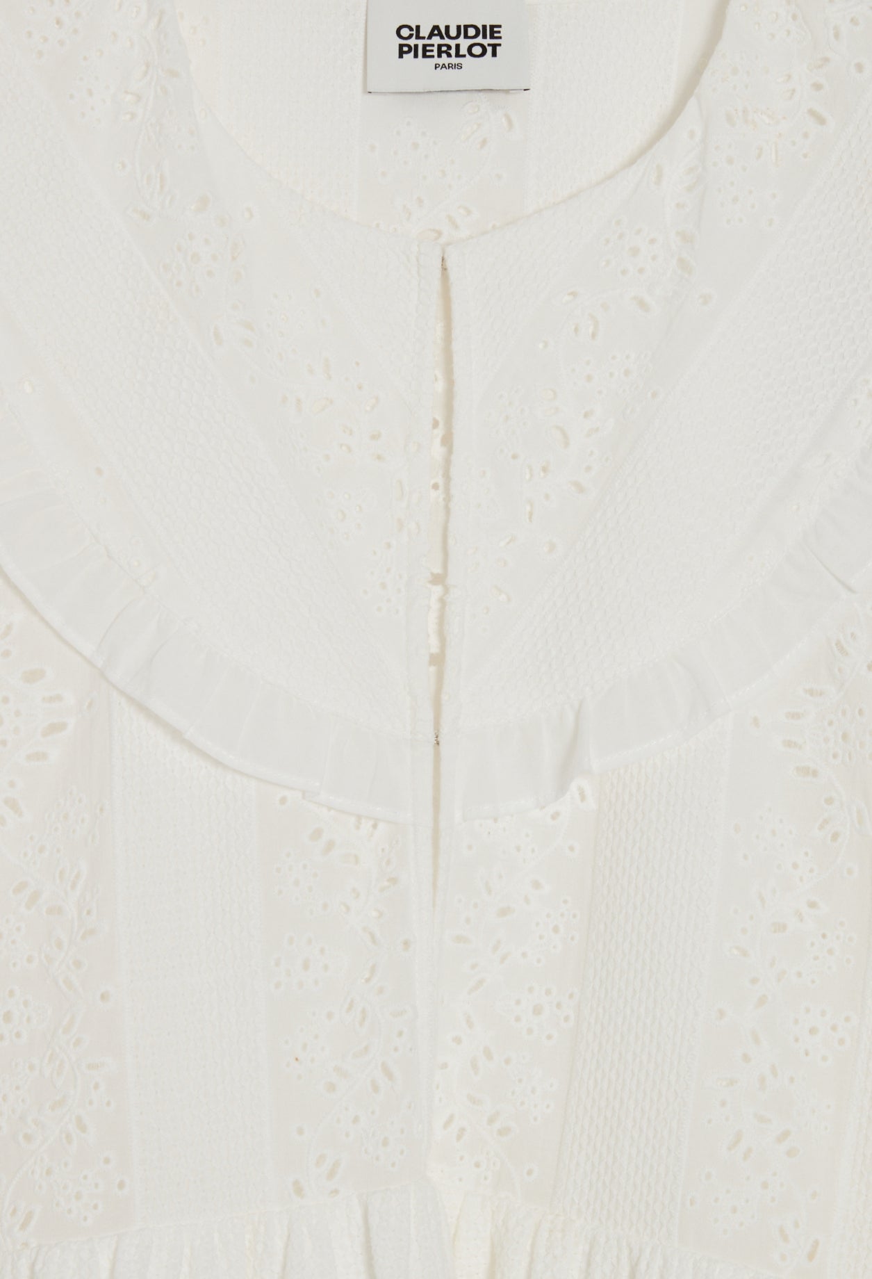 Robe courte babydoll brodée blanc Faume - seconde main