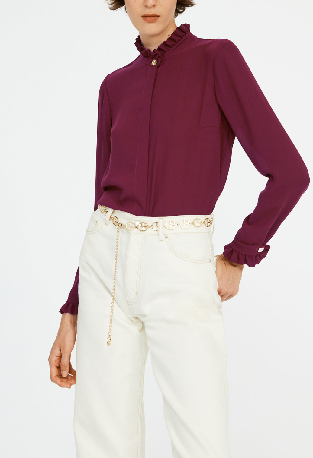 Chemise bordeaux iconique à col Faume - seconde main