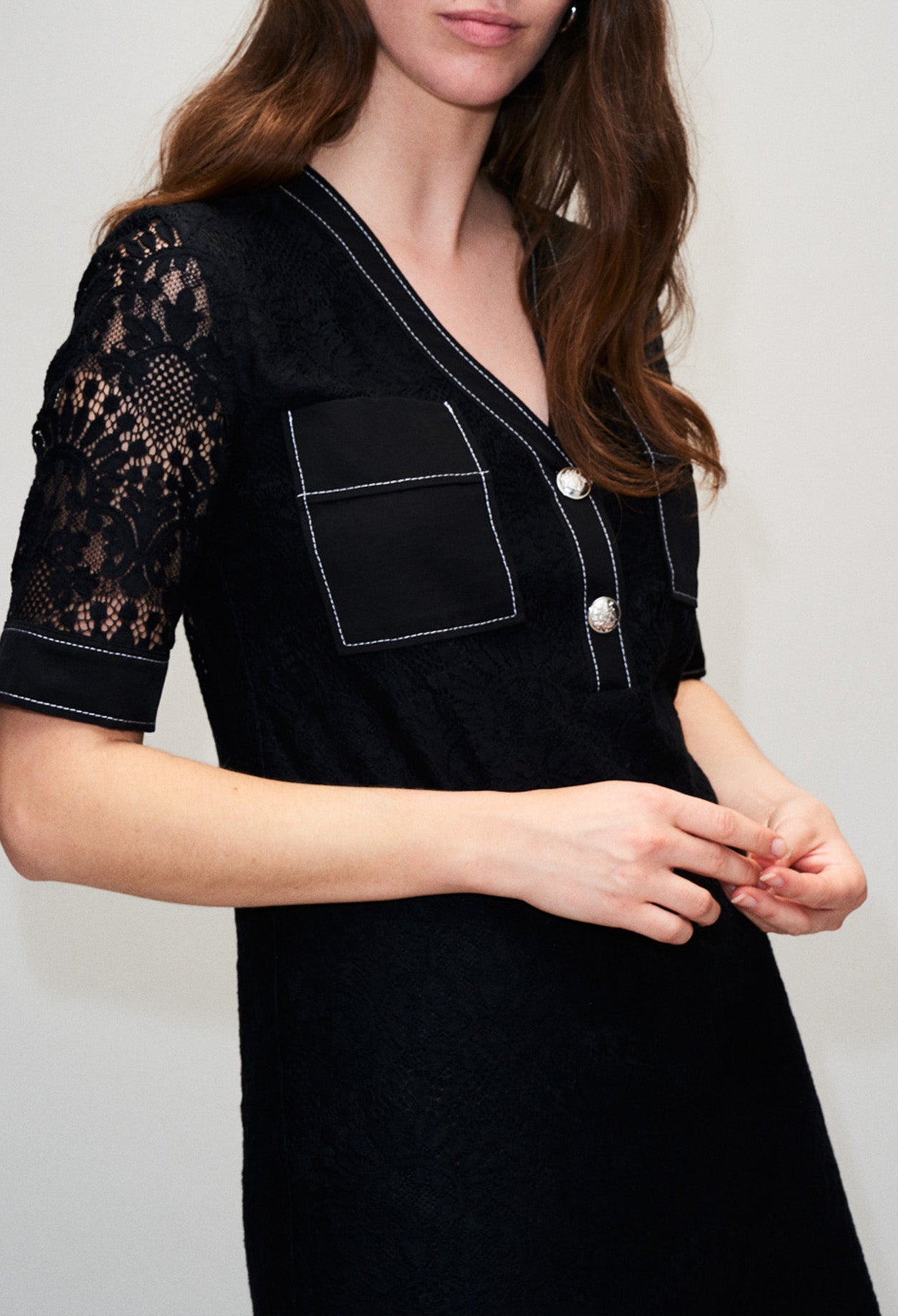 Robe droite bi matière détail poche Faume - seconde main