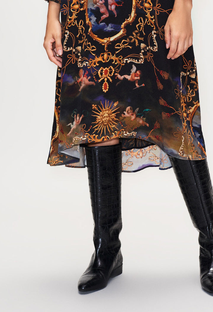 Robe longue en soie fluide imprimée Faume - seconde main