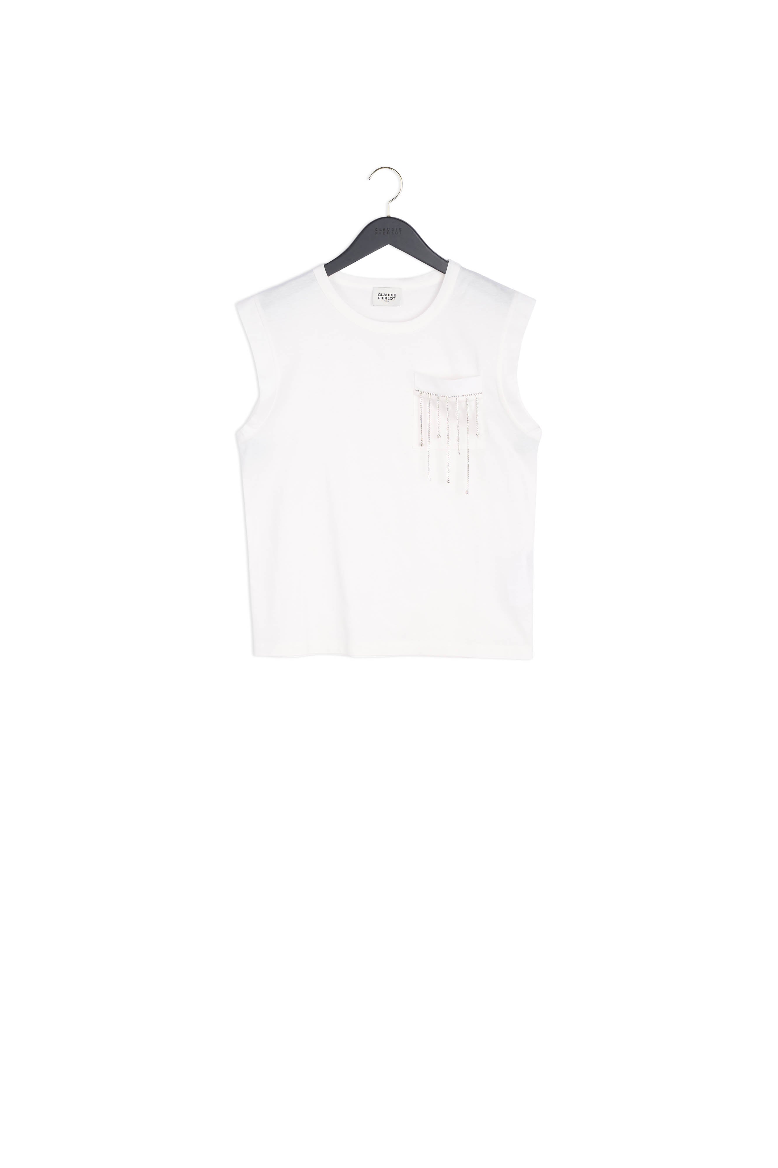 T-shirt coton à poche strassée Faume - seconde main