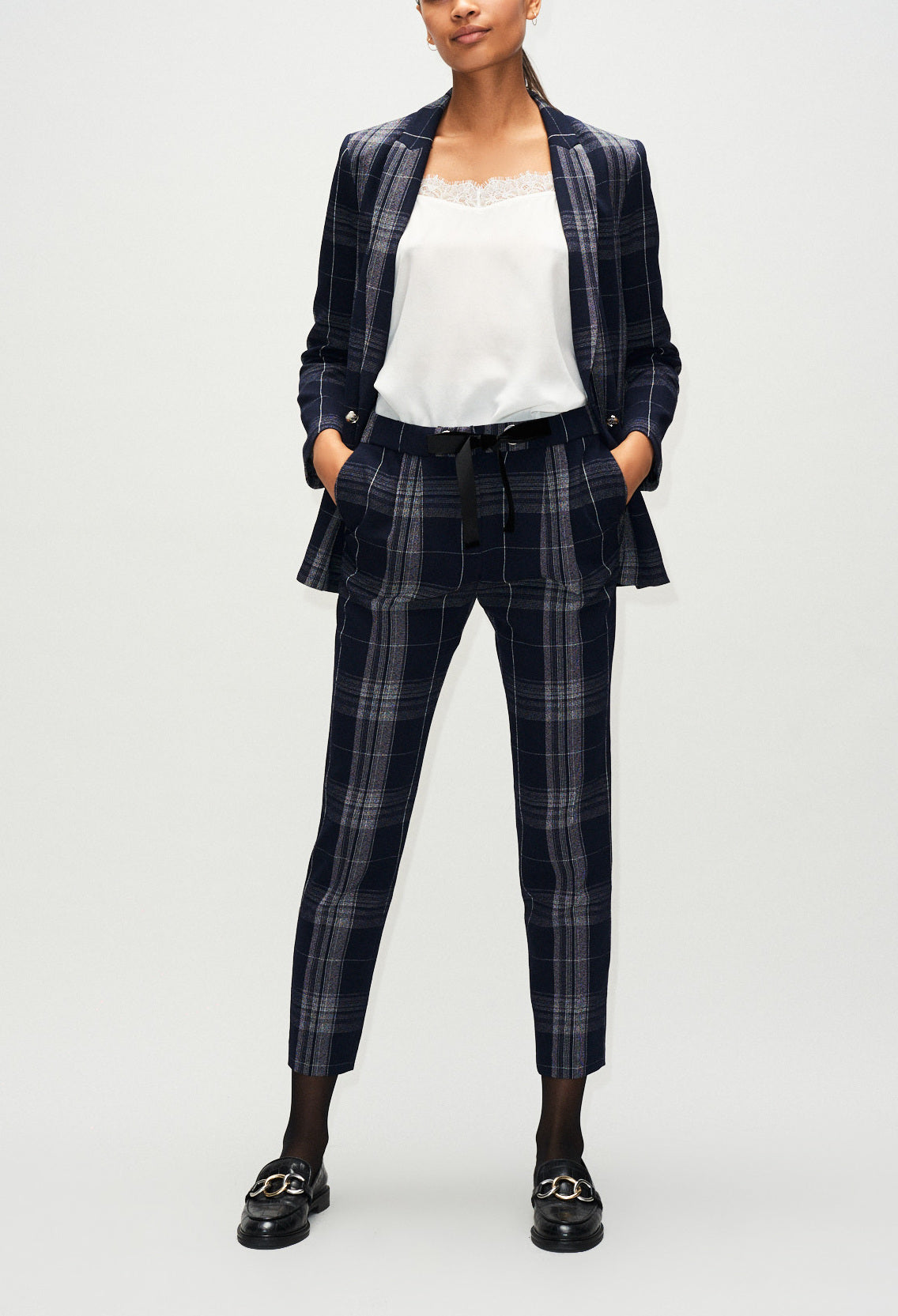 Pantalon à carreaux ceinture velours Faume - seconde main