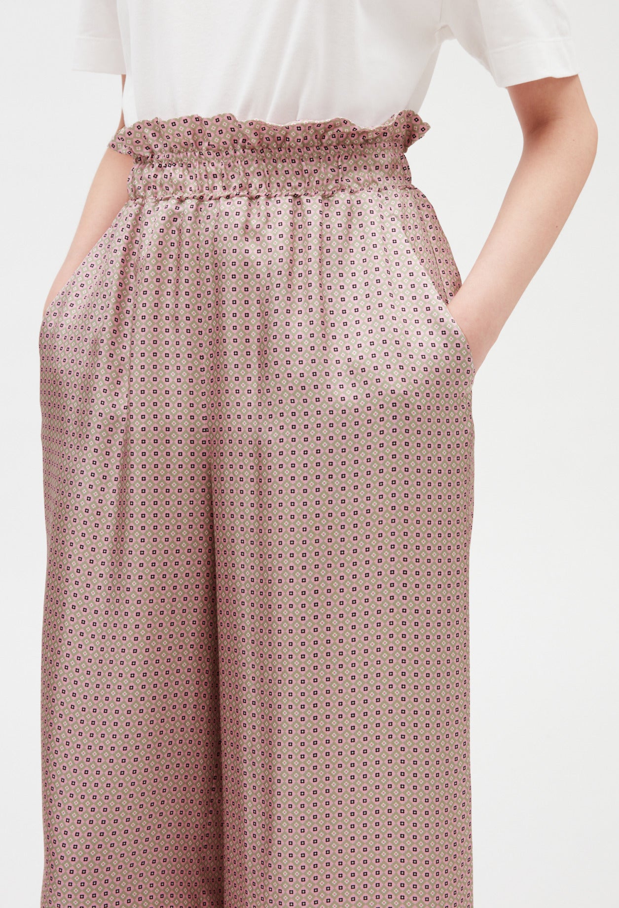Pantalon large soie rose Faume - seconde main