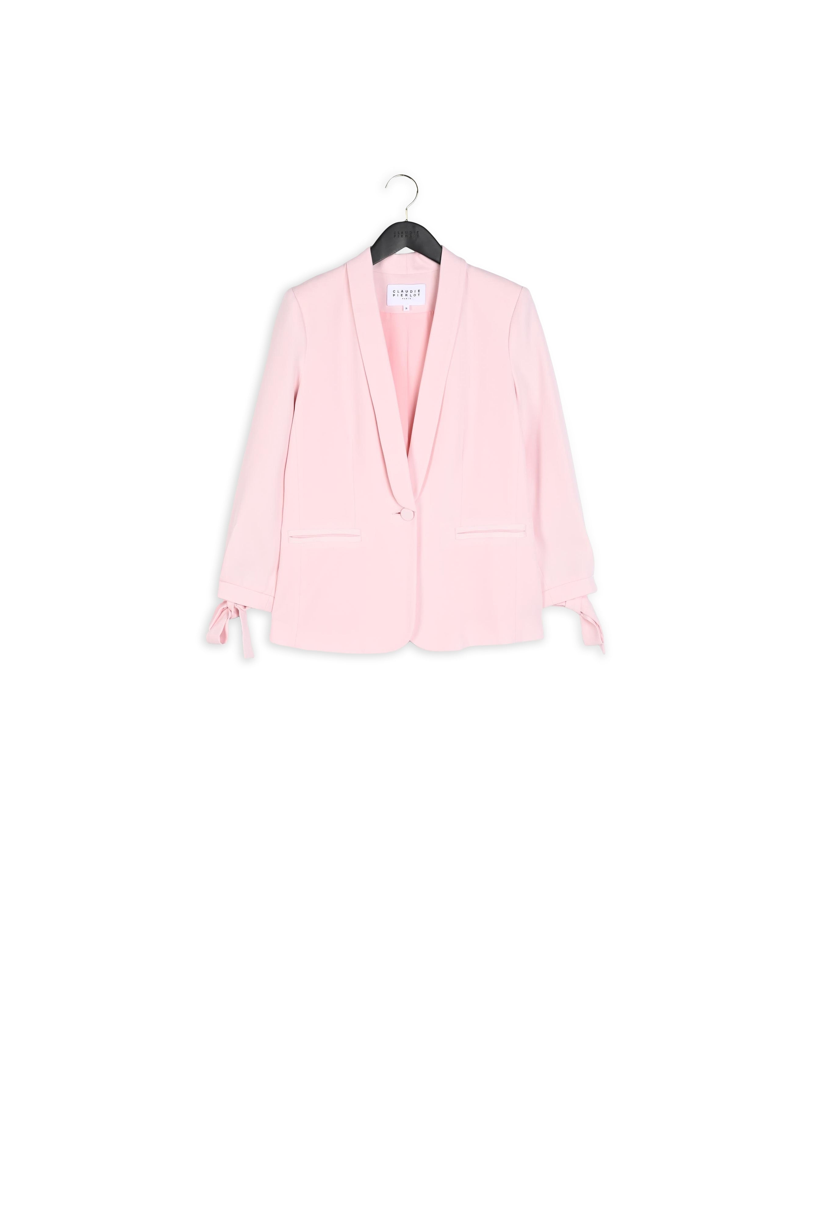 Veste tailleur rose pâle détails nœuds Faume - seconde main