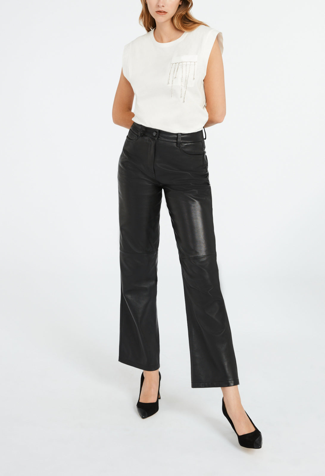 T-shirt coton à poche strassée Faume - seconde main