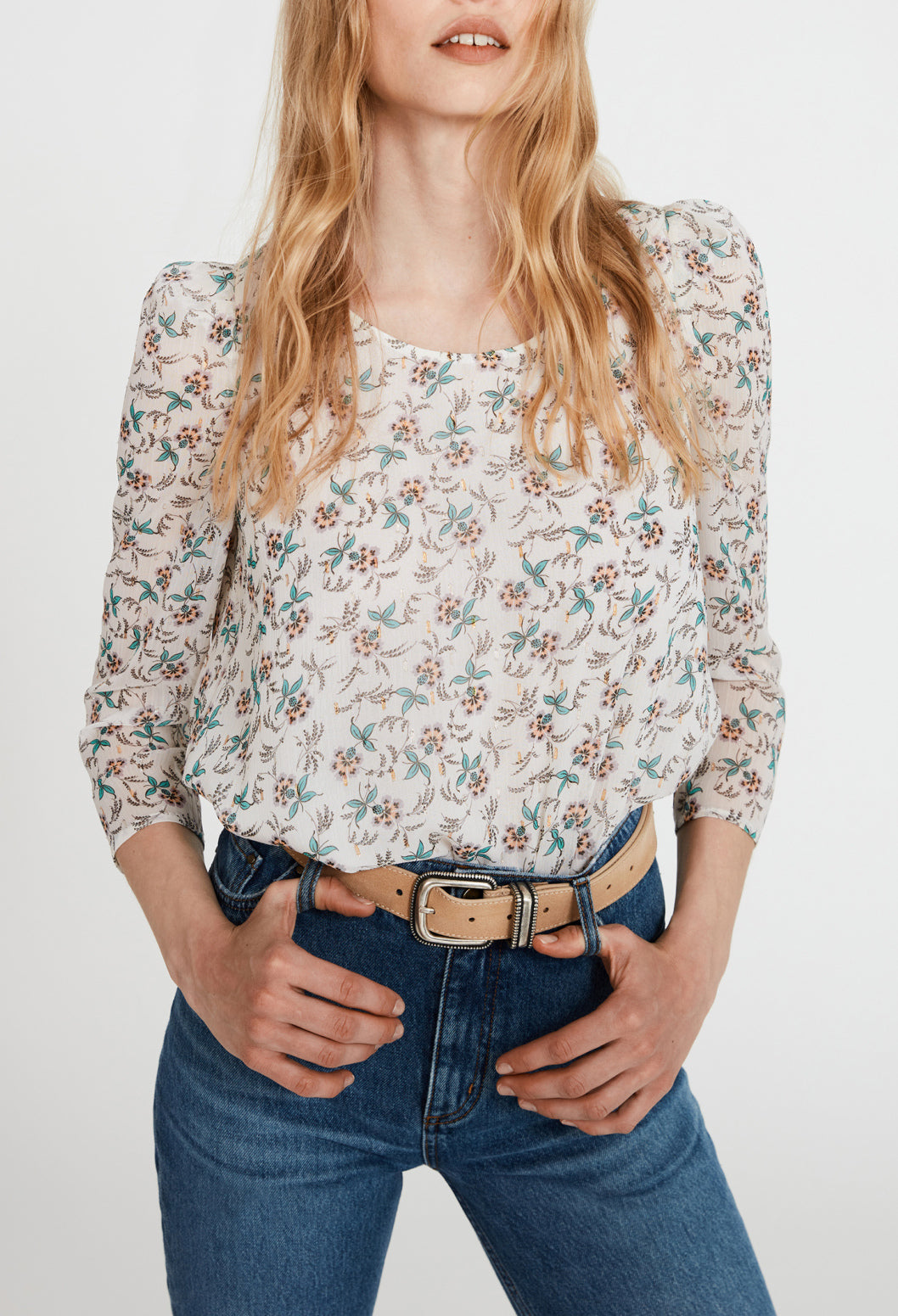 Chemise imprimé floral métallisé Faume - seconde main