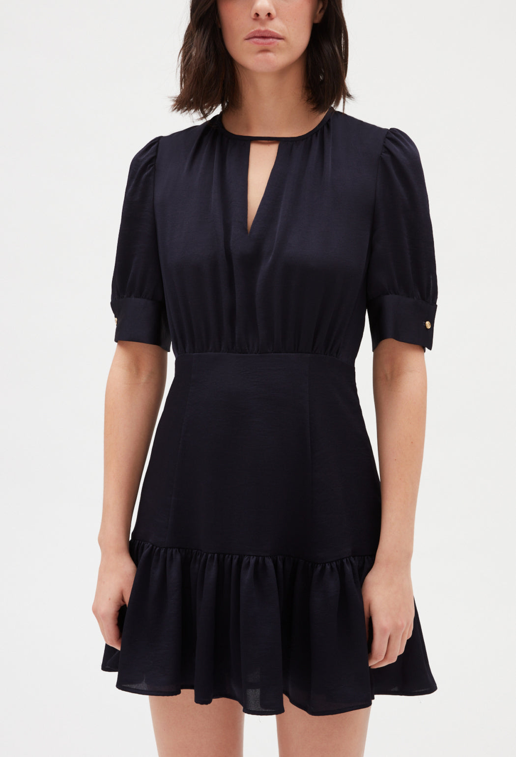 Robe courte volantée marine Faume - seconde main