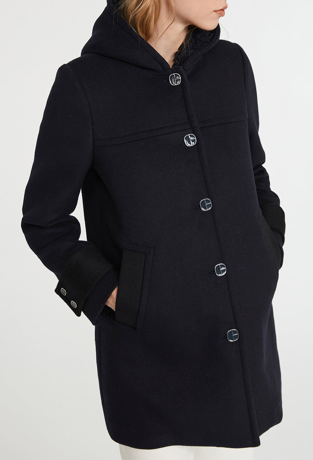 Mantau marin capuch lain mélangé Faume - seconde main