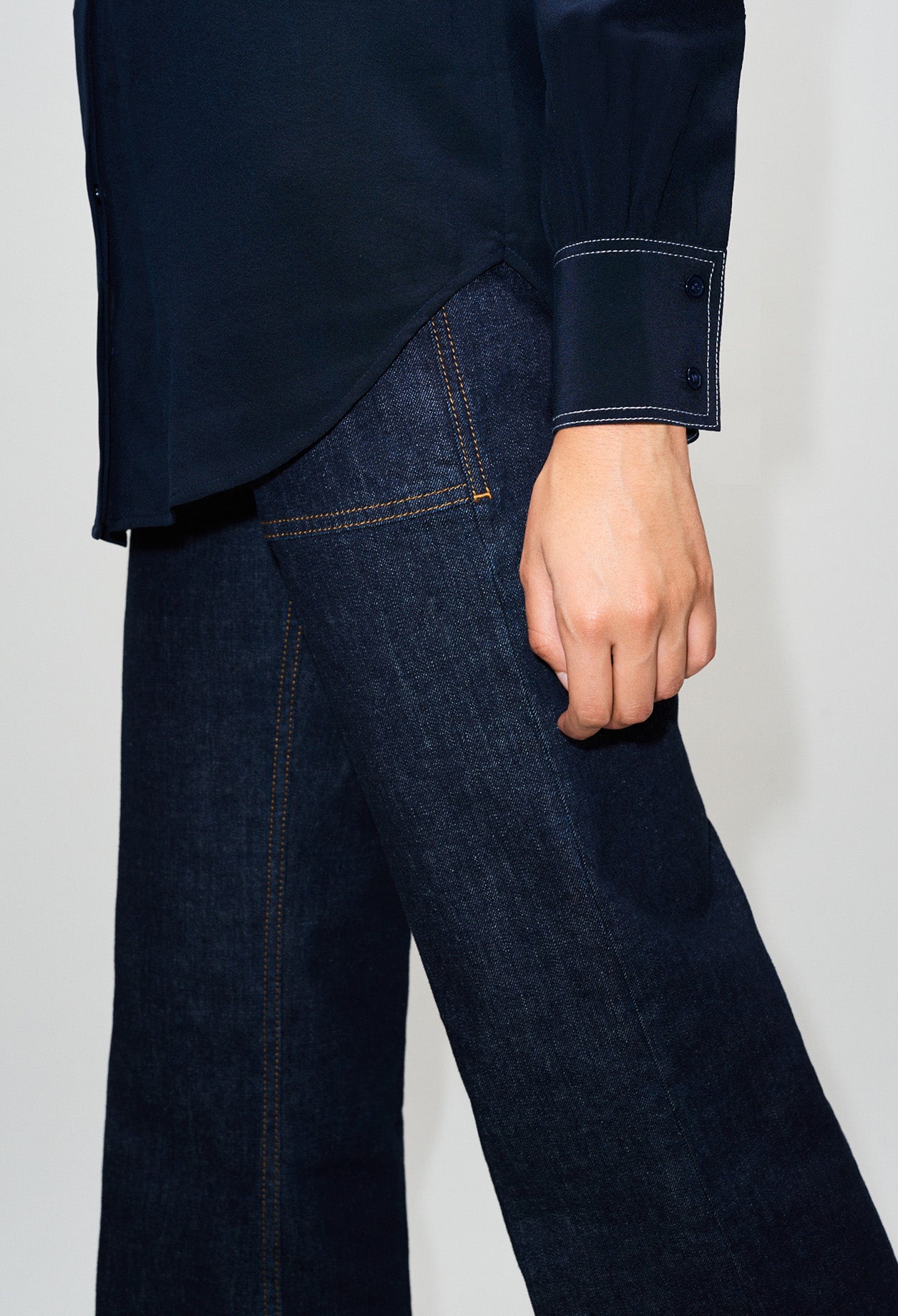 Chemise en soie détail surpiqure Faume - seconde main