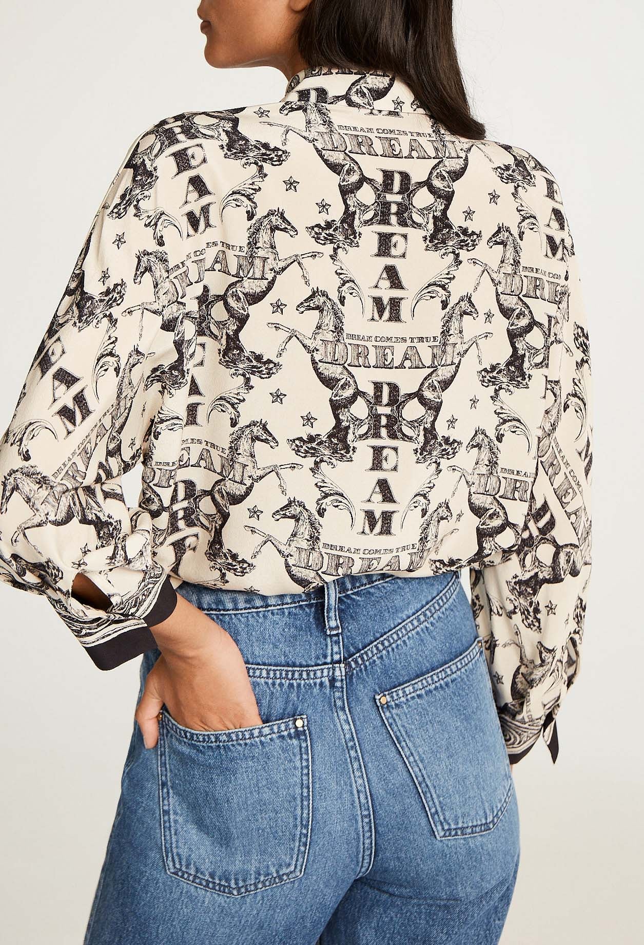 Chemise imprimée à lavallière Faume - seconde main