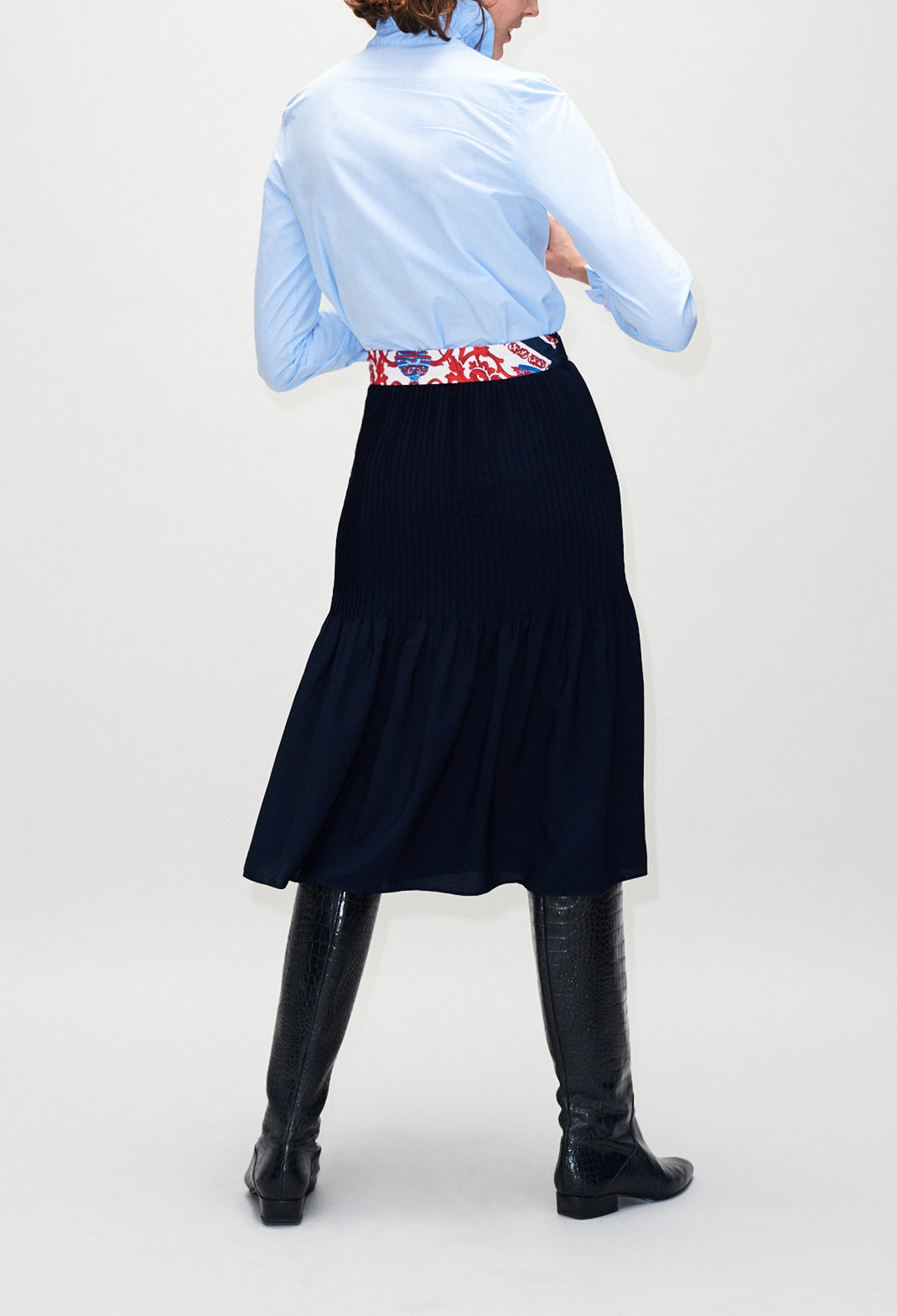 Jupe fluide boutonnée ceinturée imprimée Faume - seconde main