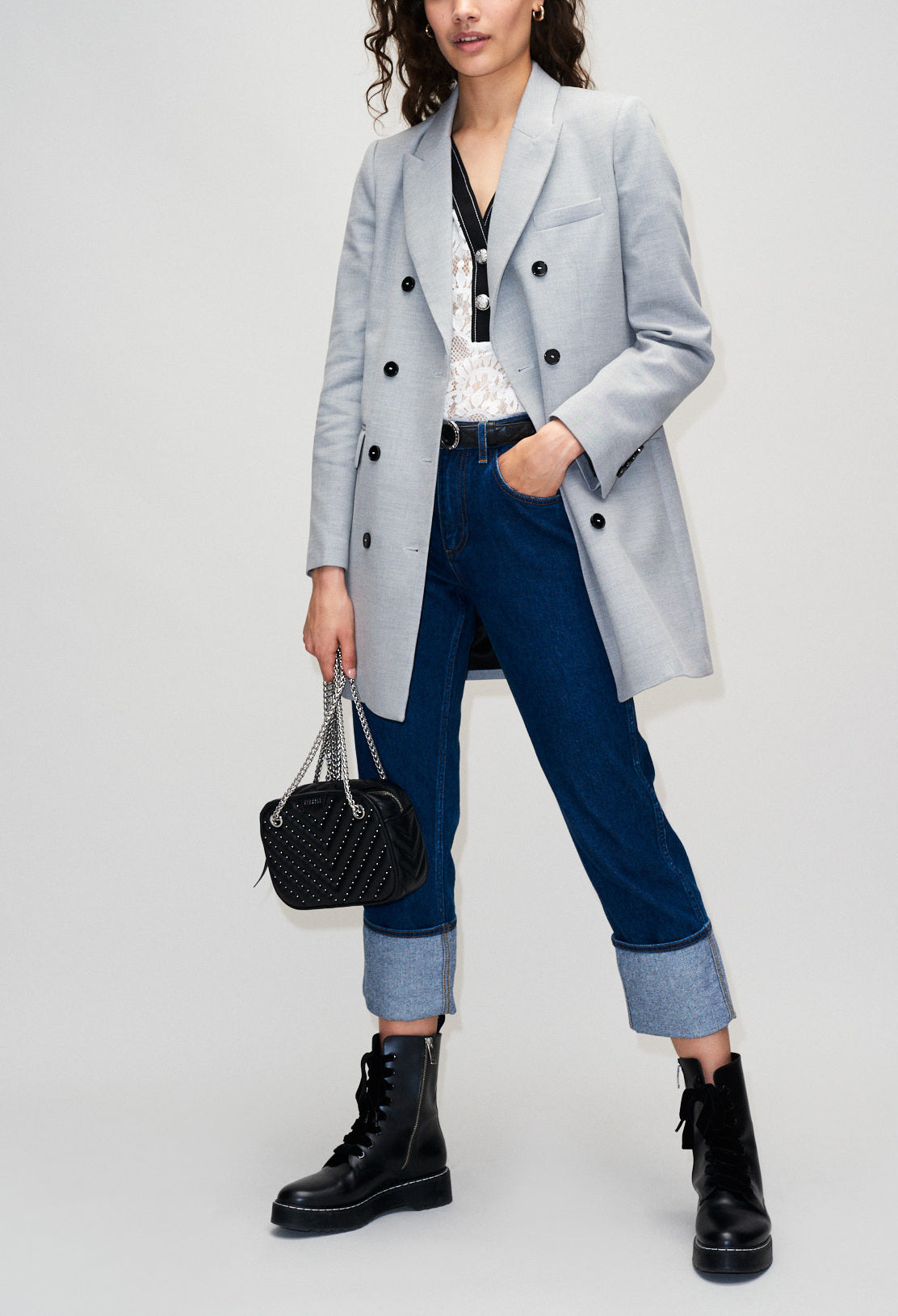 Manteau croisé coupe masculine Faume - seconde main