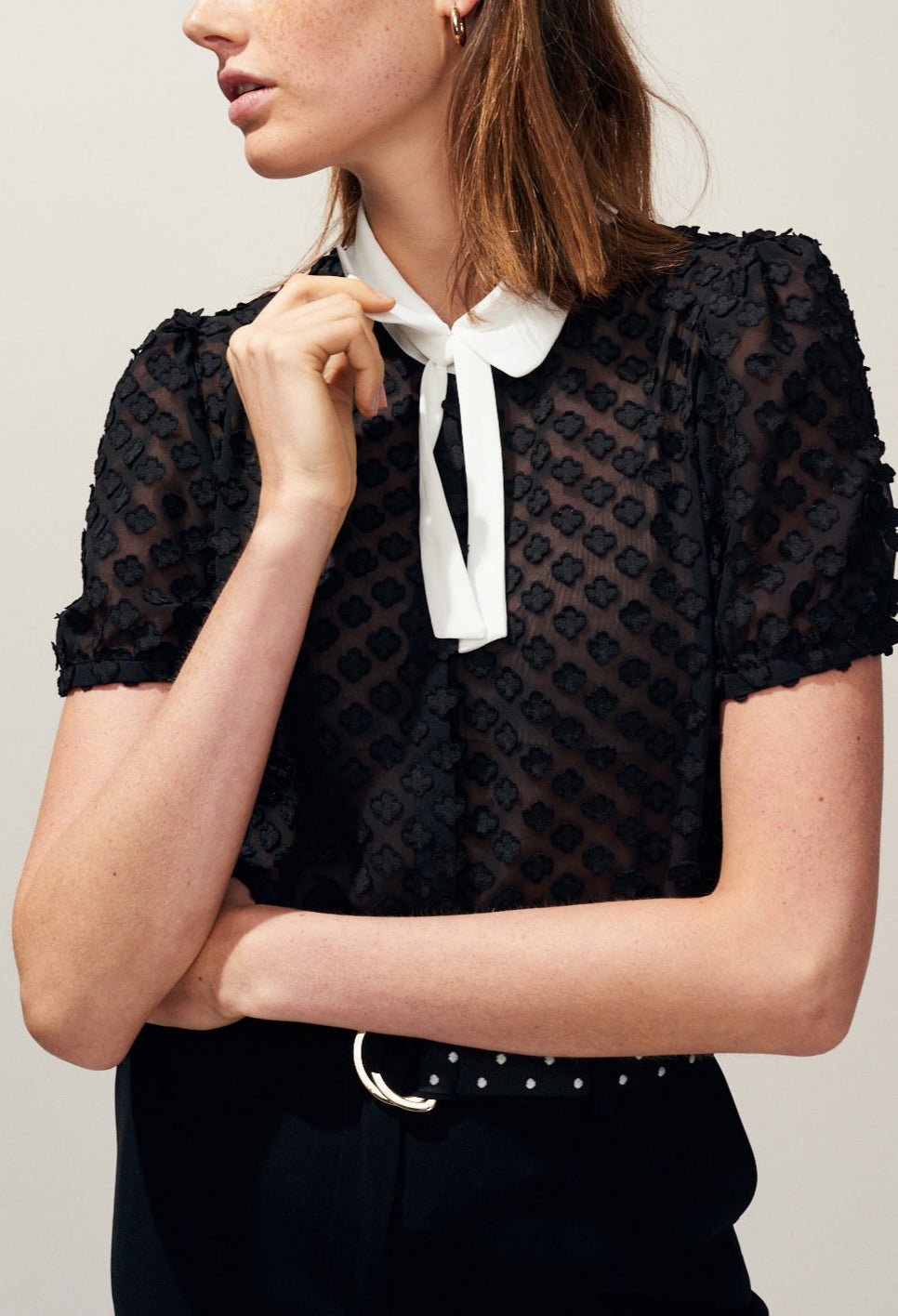 Chemisier col claudine en transparence Faume - seconde main