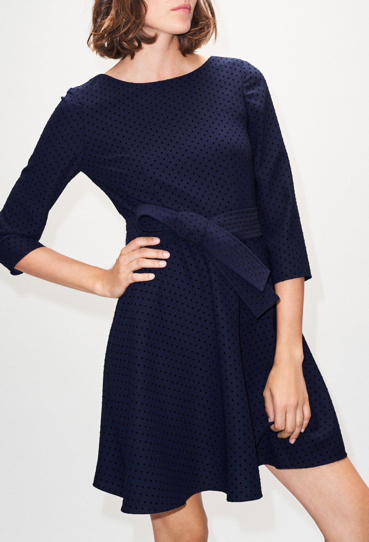 Robe évasée ceinturée à pois Faume - seconde main