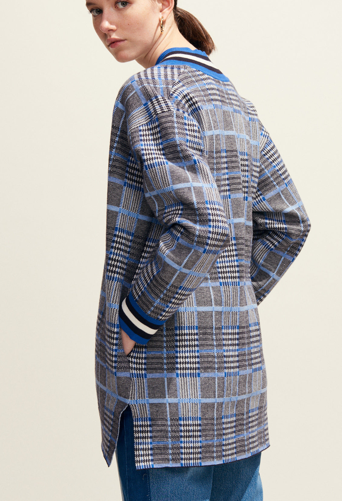 Cardigan oversize motif prince de galles Faume - seconde main