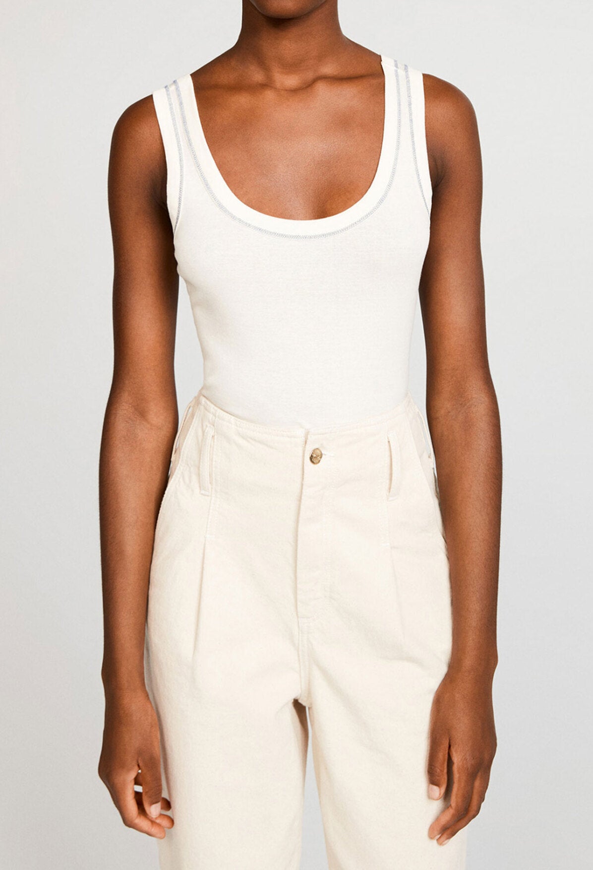 Débardeur surpiqué en coton biologique Faume - seconde main