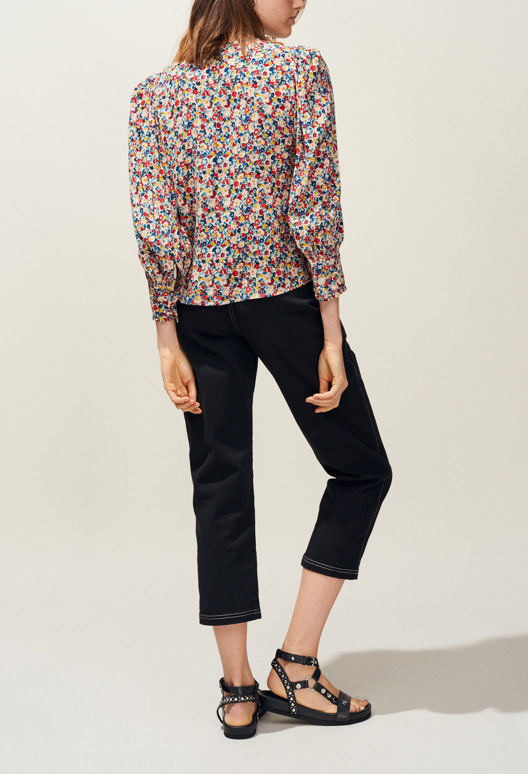 Top imprimé fleuri manches bouffantes Faume - seconde main