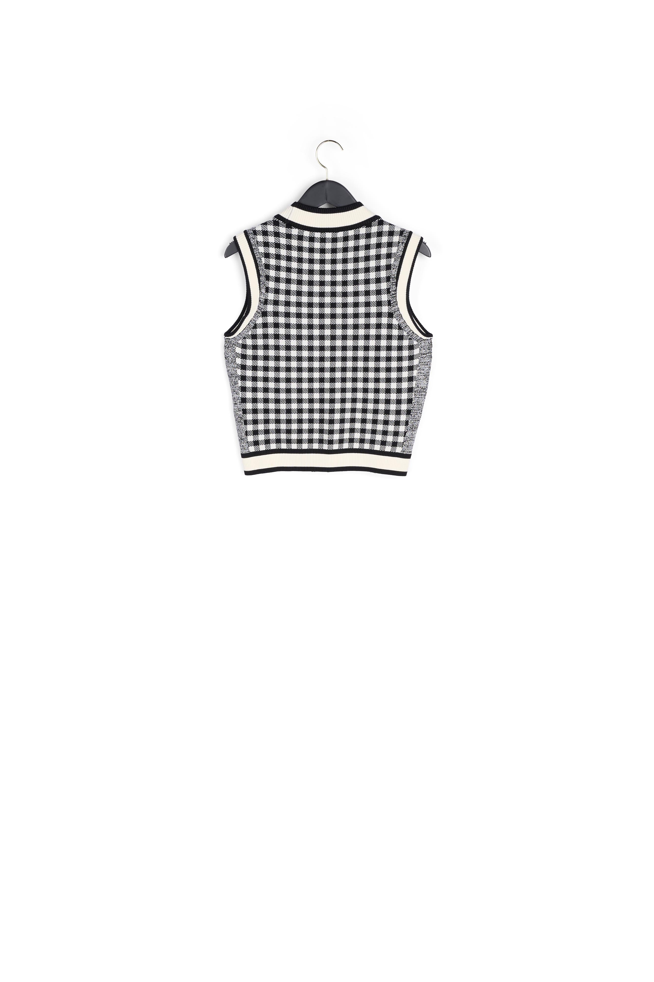 Pull sans manches carreaux bicolore Faume - seconde main