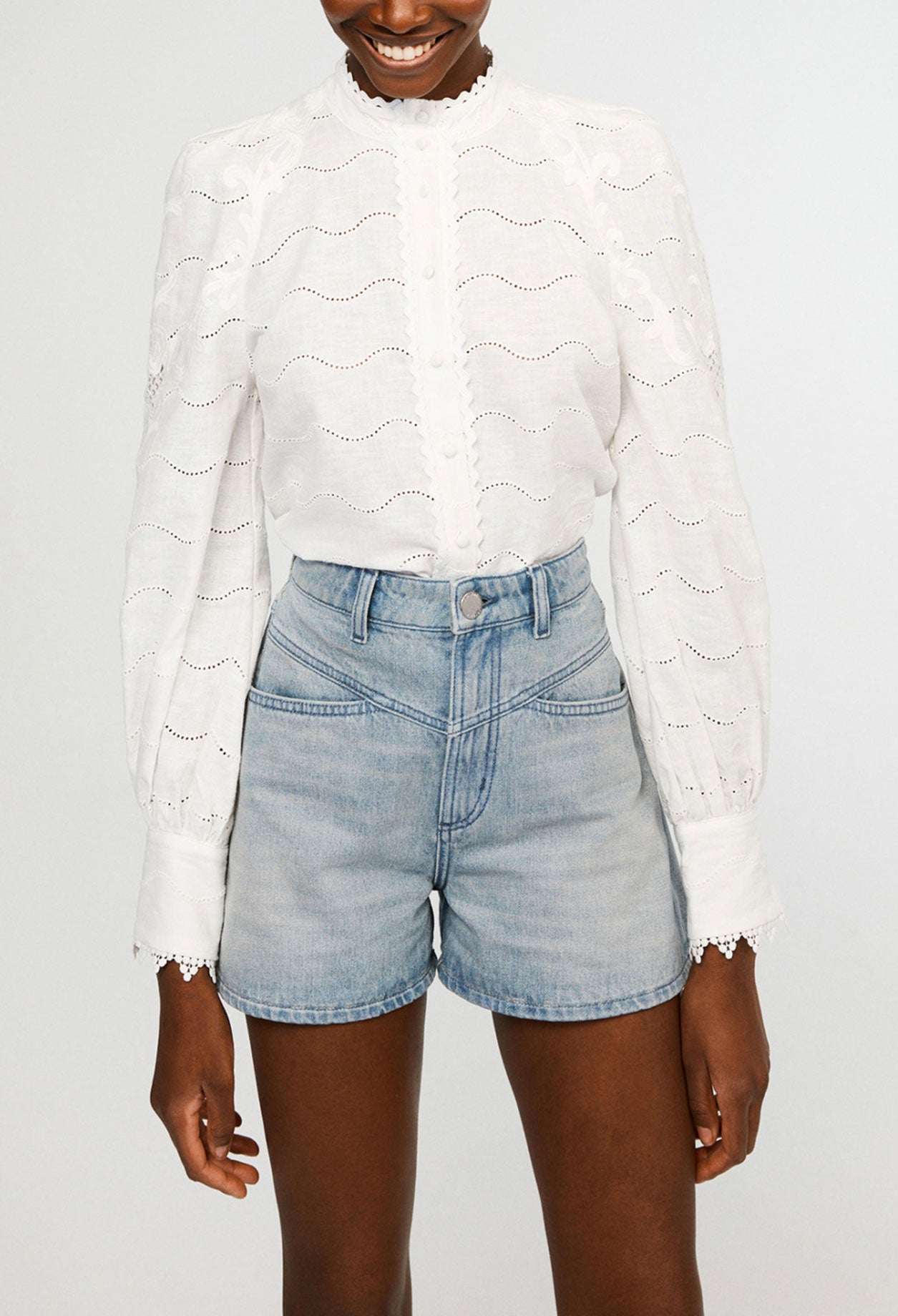 Chemise à broderies en coton biologique Faume - seconde main