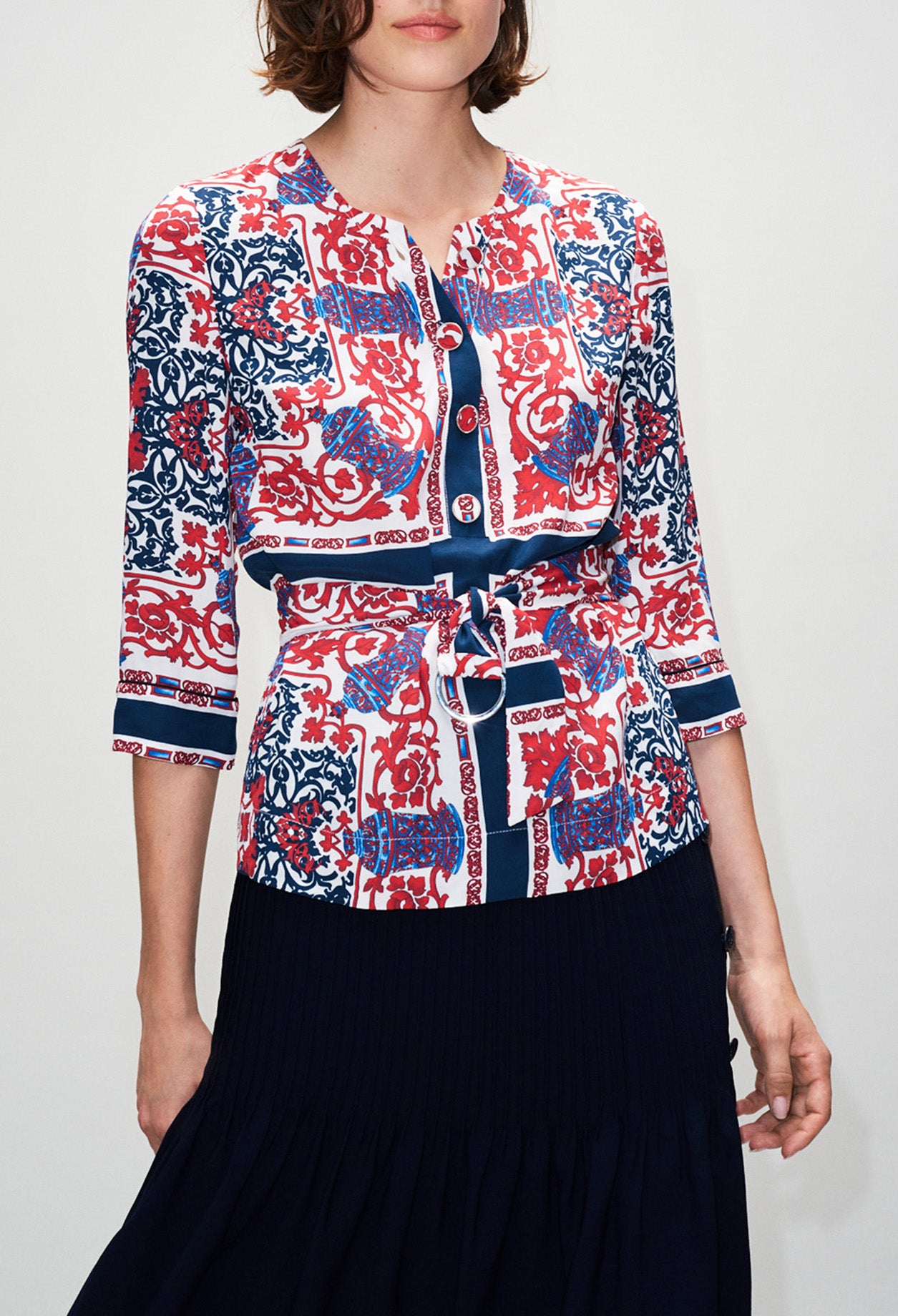 Top boutonné imprimé foulard Faume - seconde main