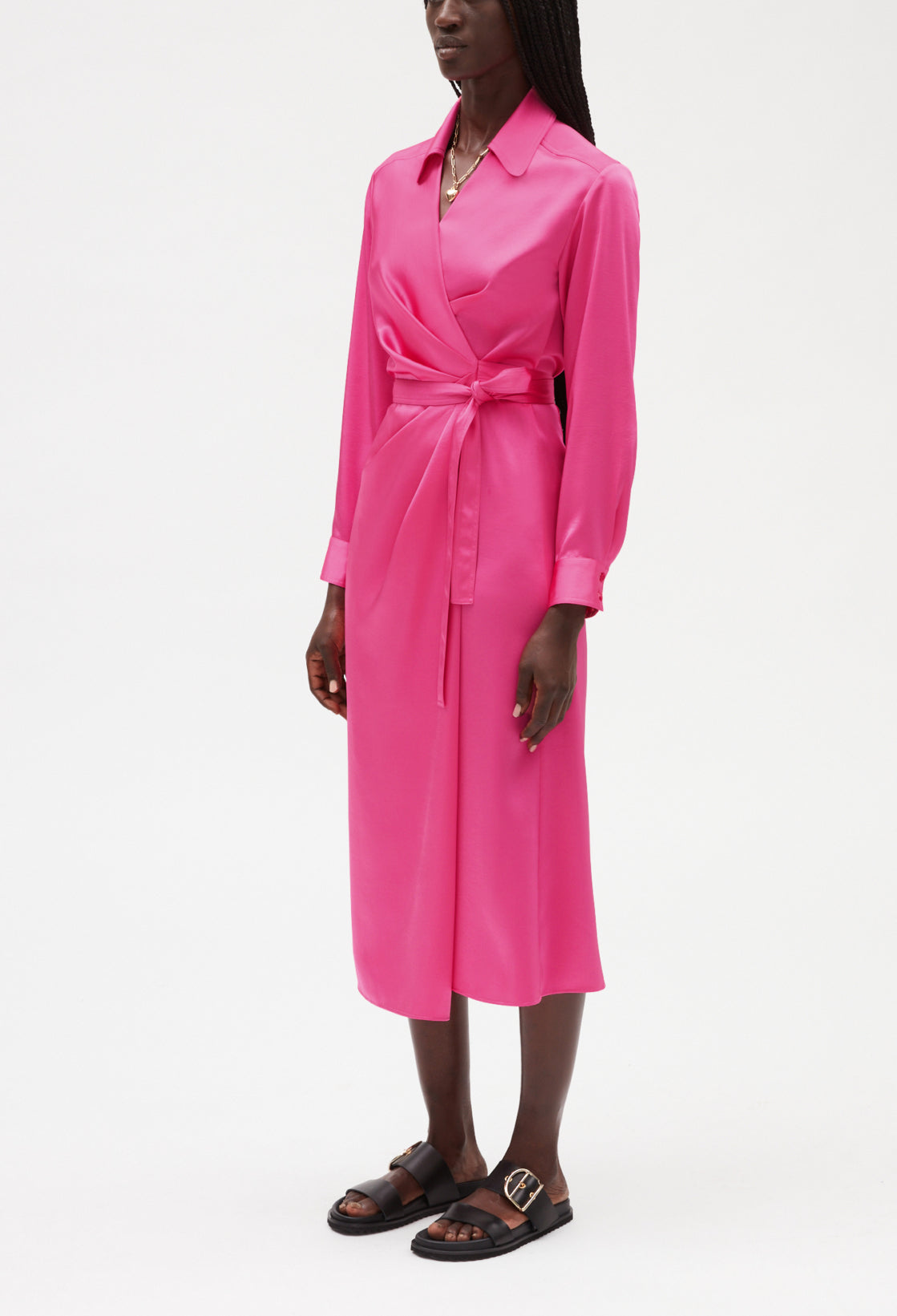 Robe midi portefeuille rose Faume - seconde main